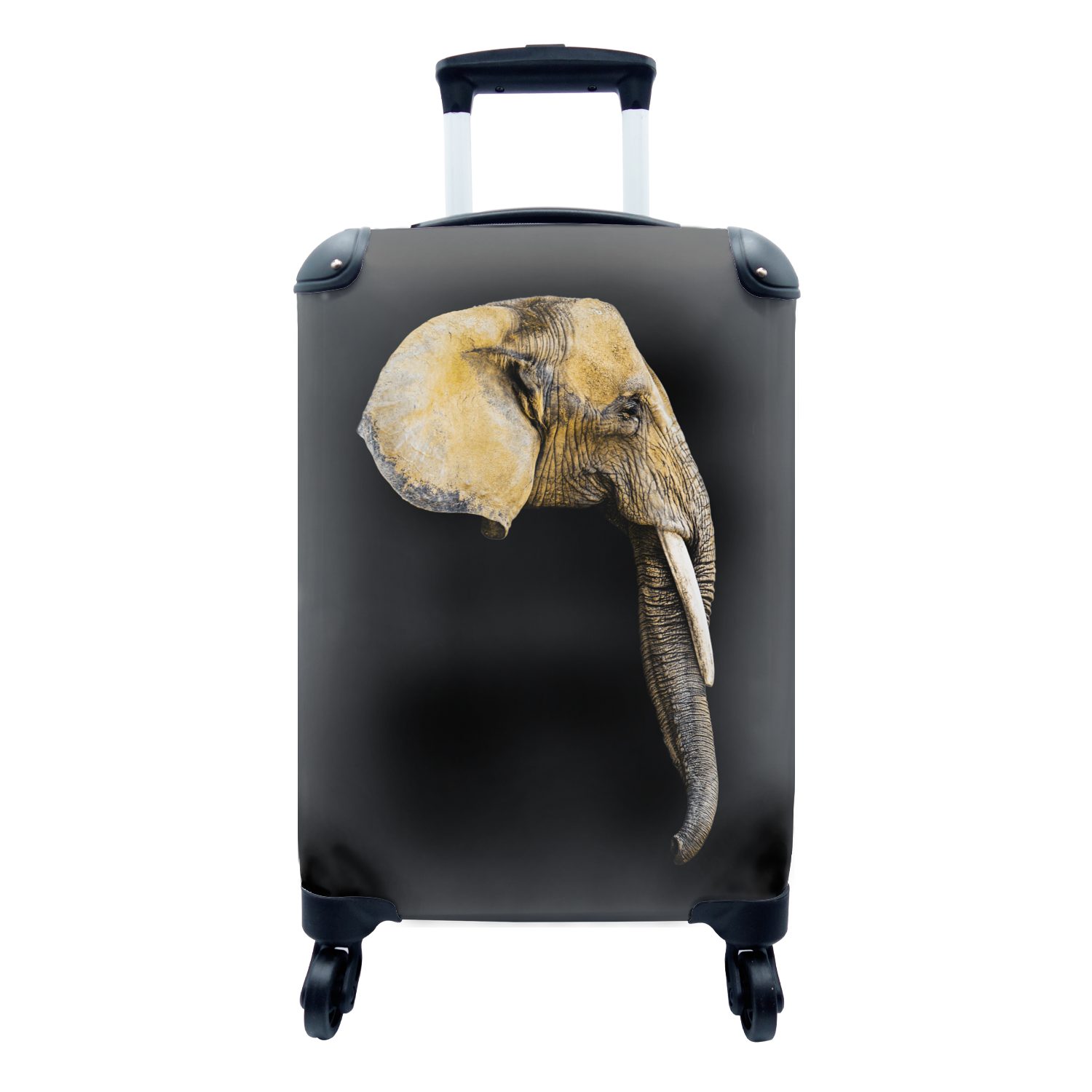 mit Handgepäckkoffer 4 Reisetasche - Ferien, - Handgepäck Kopf für Reisekoffer Elefant Rollen, MuchoWow Trolley, Schwarz, rollen,