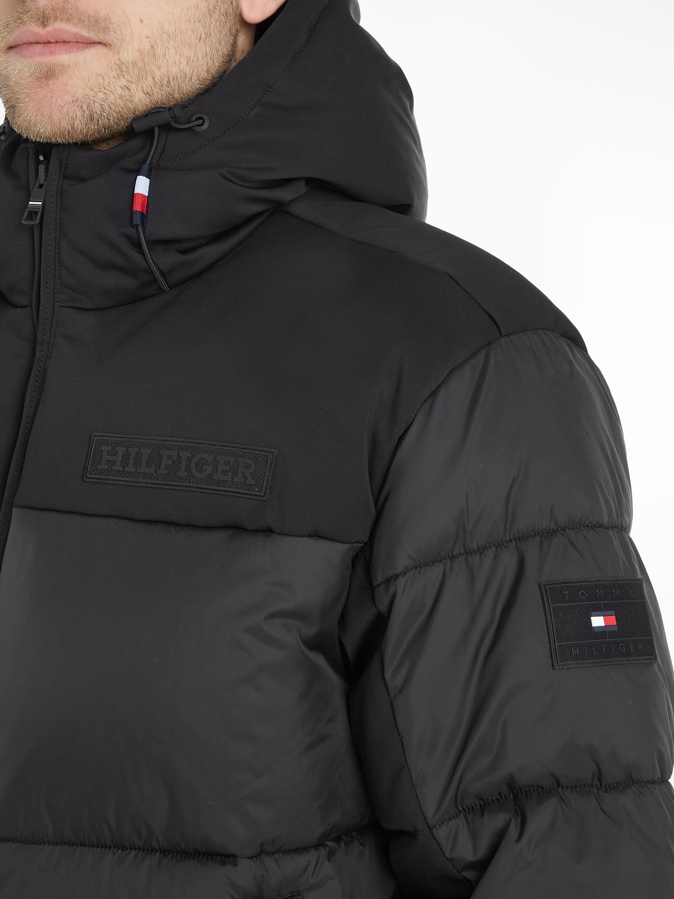 Tommy Hilfiger Steppjacke NEW YORK HOODED JACKET hochgeschlossene Winterjacke, wasserabweisend, verstellbare Ärmel