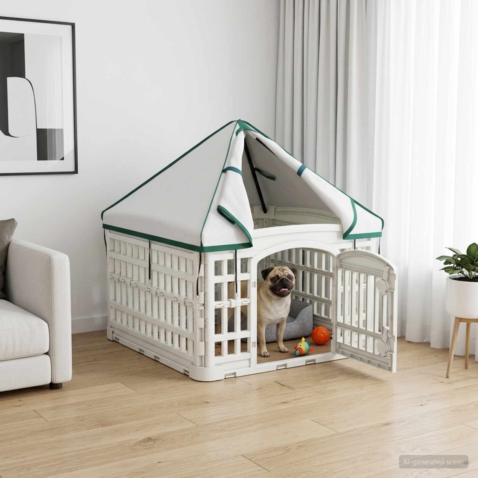 vidaXL Freigehege 4-Panel-Hundespielplatz mit Dach 60 x 60 x 82 cm Kunststoff