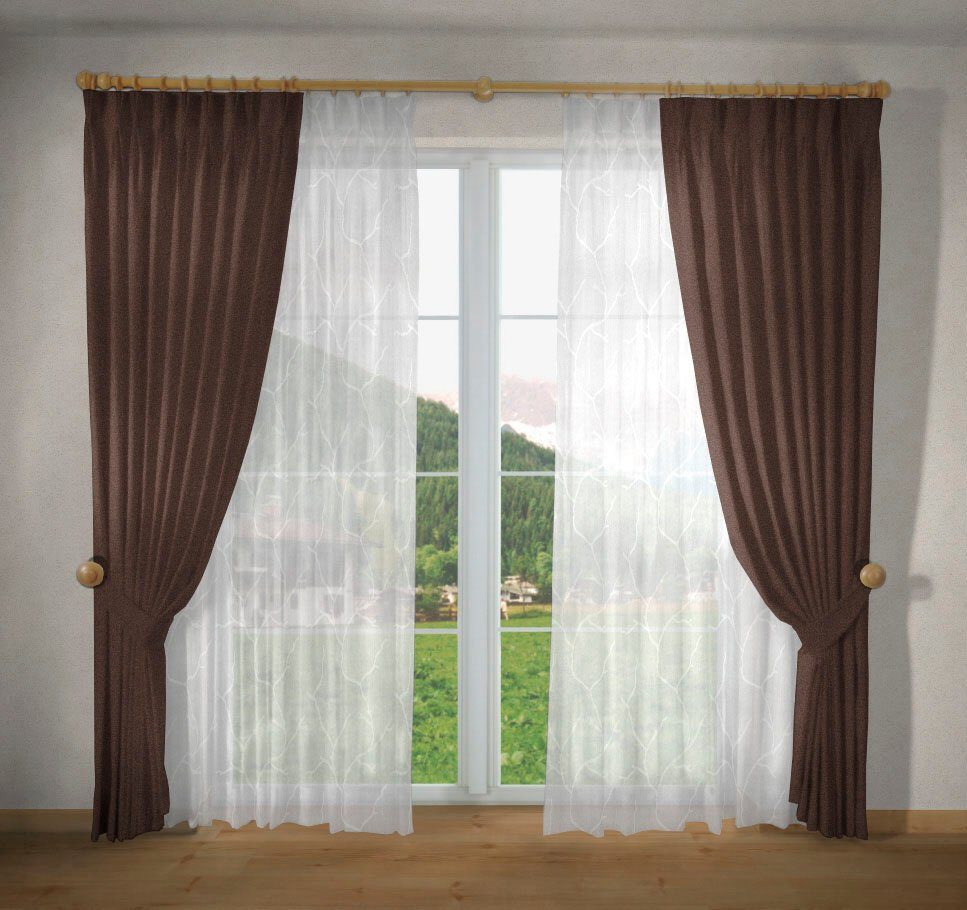 Vorhang Una, VHG, Ösen (2 St), blickdicht braun | Gardinen-Sets