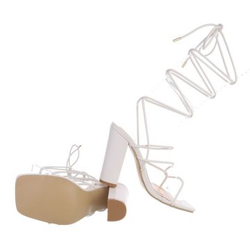 Ital-Design Damen Gladiator/Römer Party & Clubwear High-Heel-Sandalette Blockabsatz Sandalen & Sandaletten in Beige