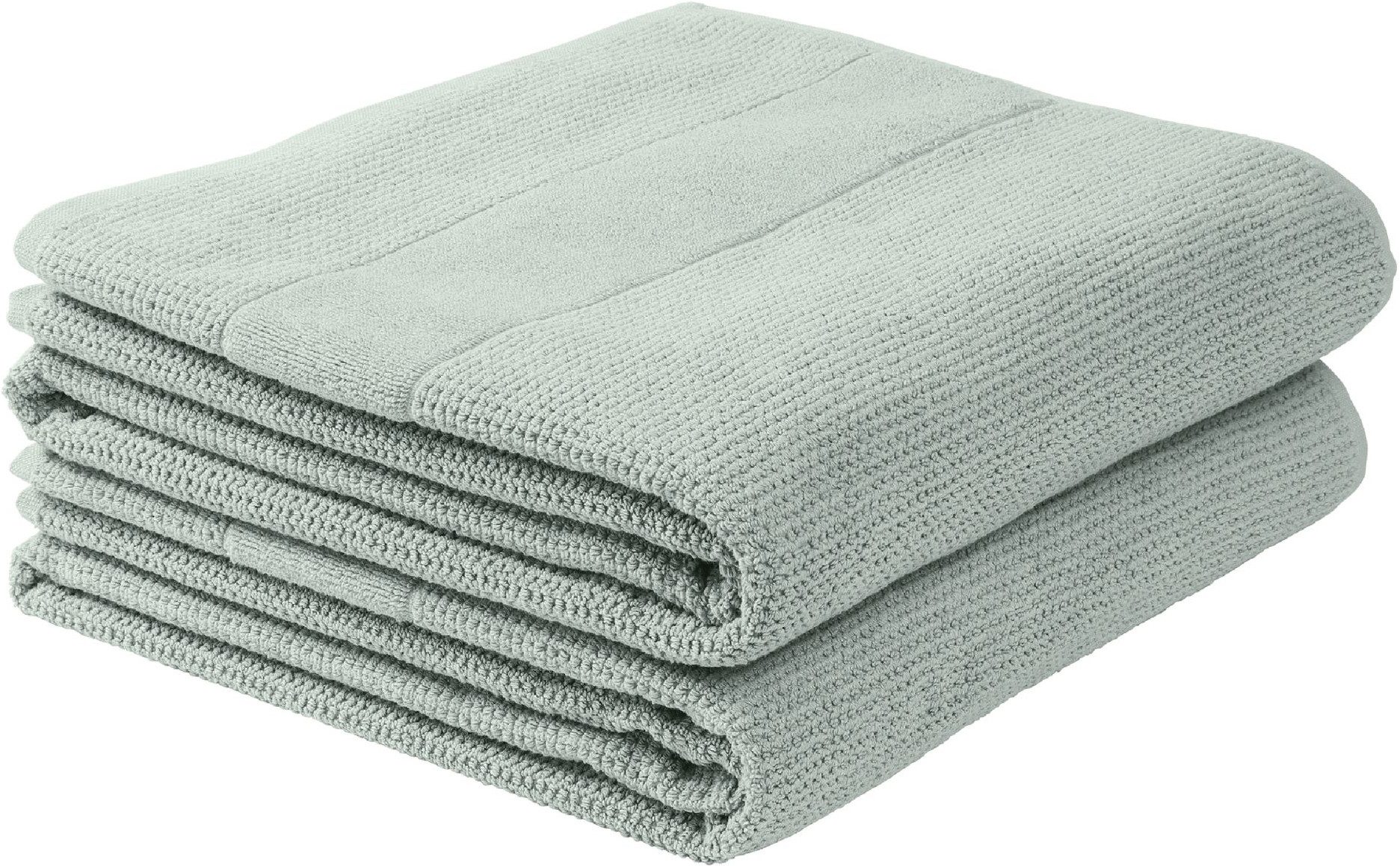 Schiesser Duschtücher Turin aus 100% Baumwolle in dezenter Reiskornoptik, Frottier (Set, 2-St), OEKO-TEX® MADE IN GREEN