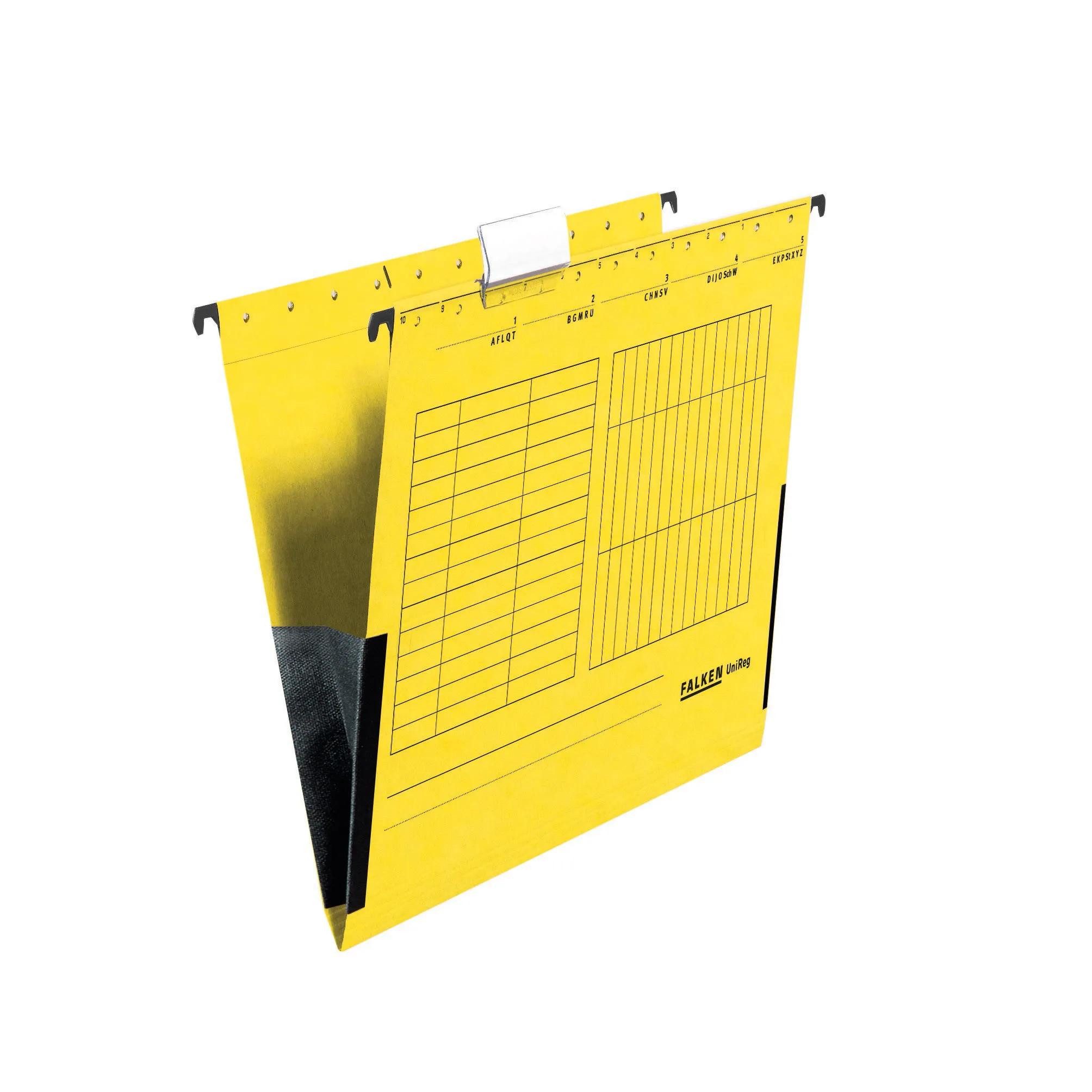 Falken Organisationsmappe 25x Hängetasche UniReg 230g/m2-KraftKRT +Leinenfröschen Gelb 80002660F, Hängetasche