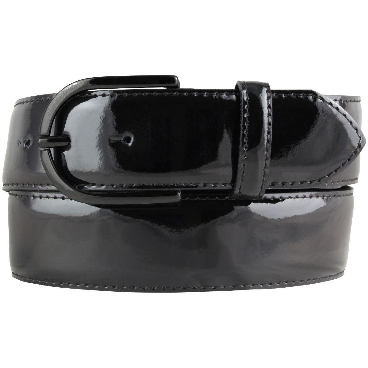 BELTINGER Ledergürtel Lack-Gürtel aus Leder 4 cm - Glänzender Damengürtel 40mm - Eleganter G Schwarz, Geschwärzt | Gürtel