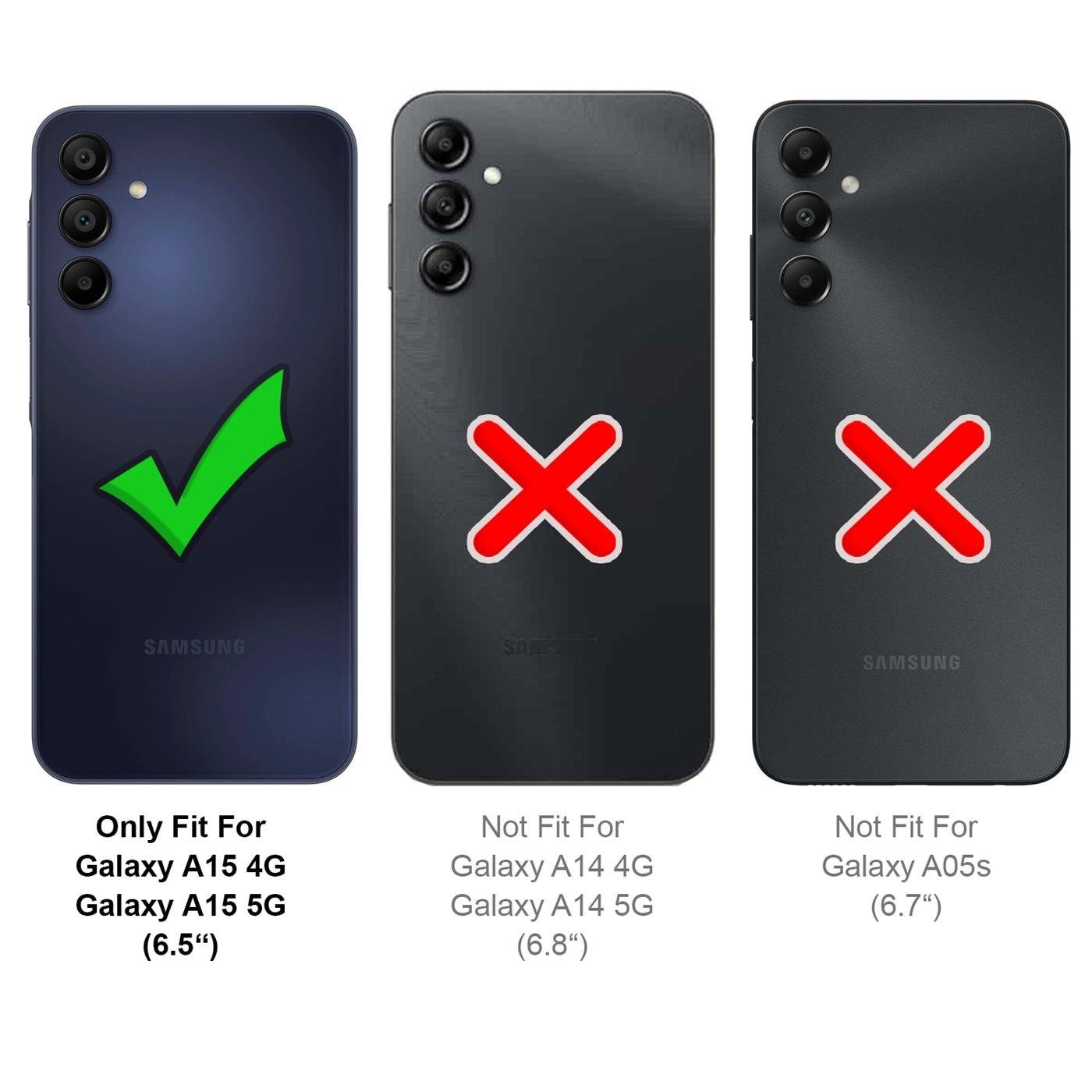 CoolGadget Handyhülle Silikon Case für das Samsung Galaxy A15 4G / 5G Slim TPU Cover 6,5 Zoll, Weiche Schutz Hülle mit Innen Fleece aus Stoff Handy Tasche