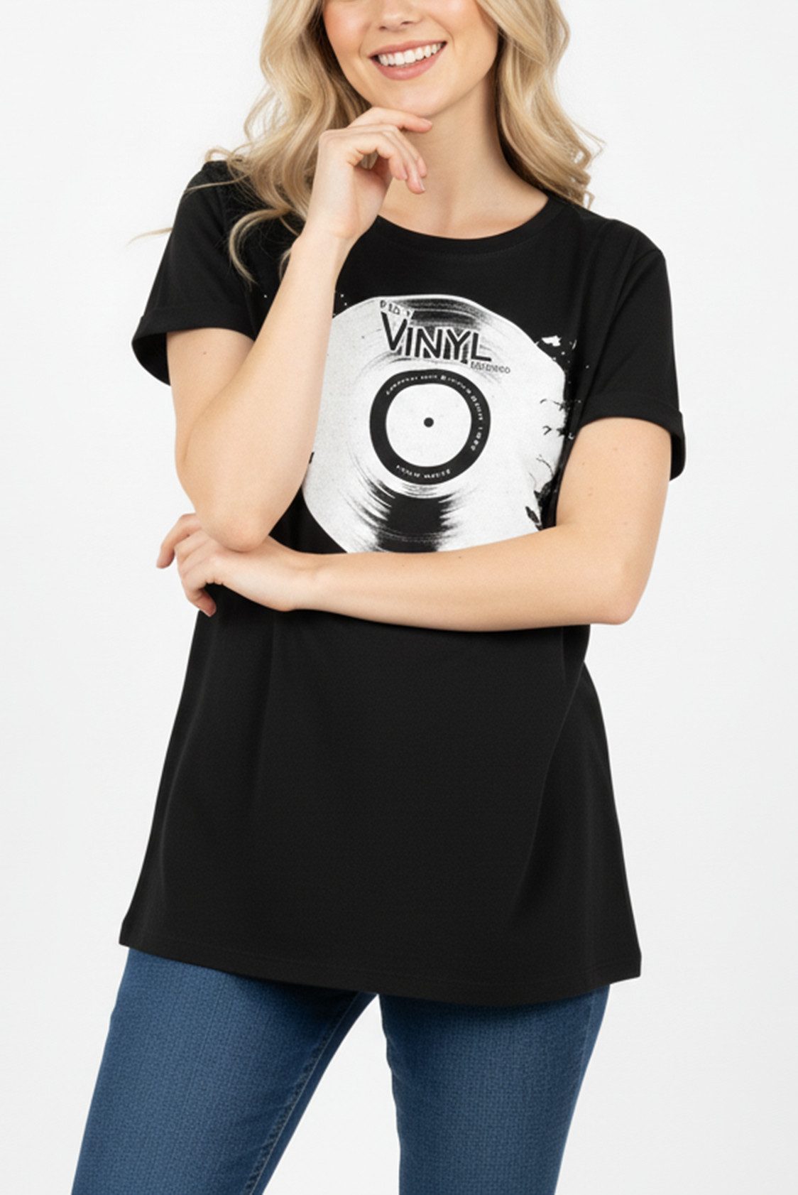 MAKAYA Print-Shirt Damen Vintage Top Hip Hop Rap Dj Sexy Party Top Musik Pr günstig online kaufen