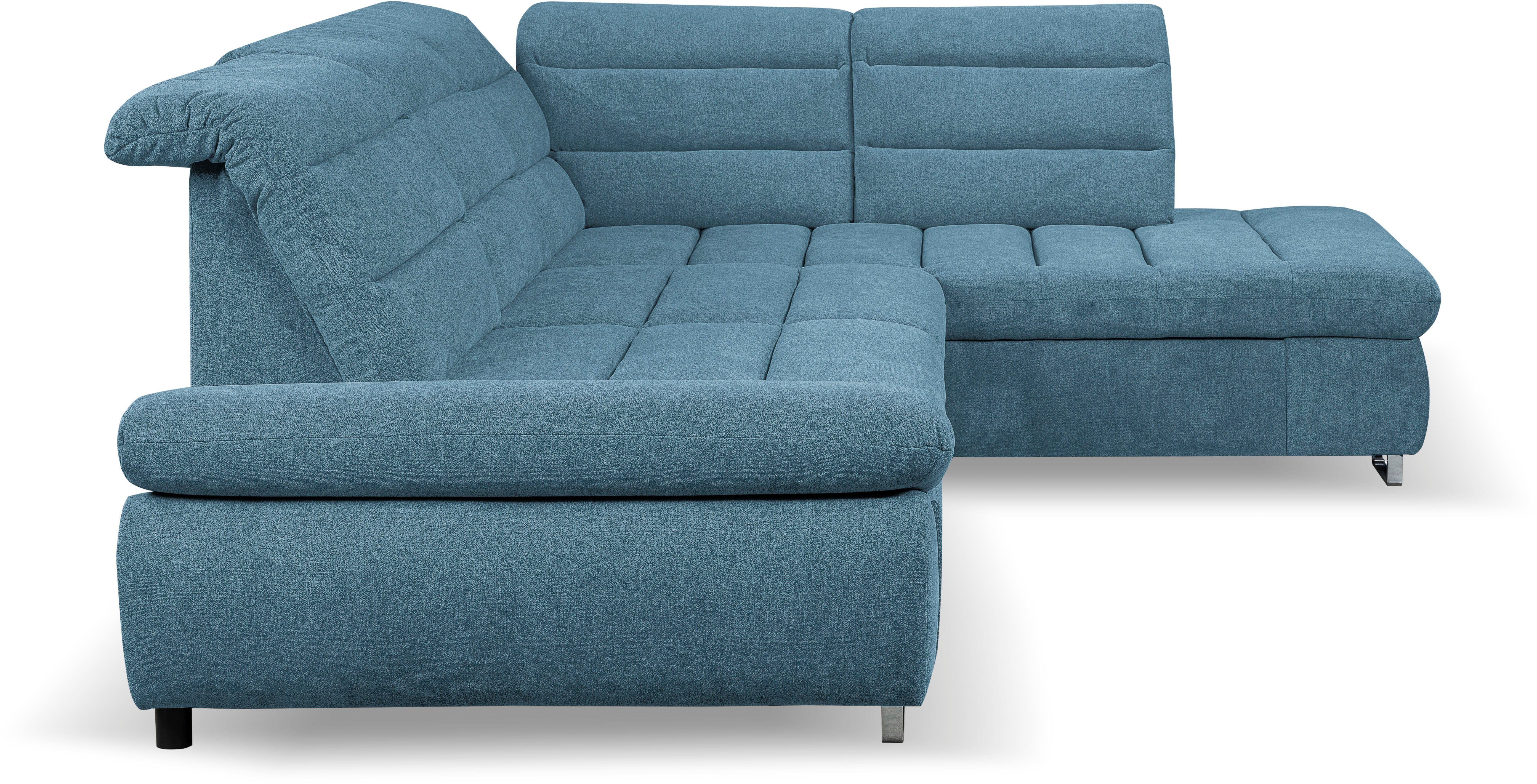 WERK2 verstellbare Sofa mit Kopfteile Sitztiefenverstellung, Ecksofa Roma, Schlaffunktion,