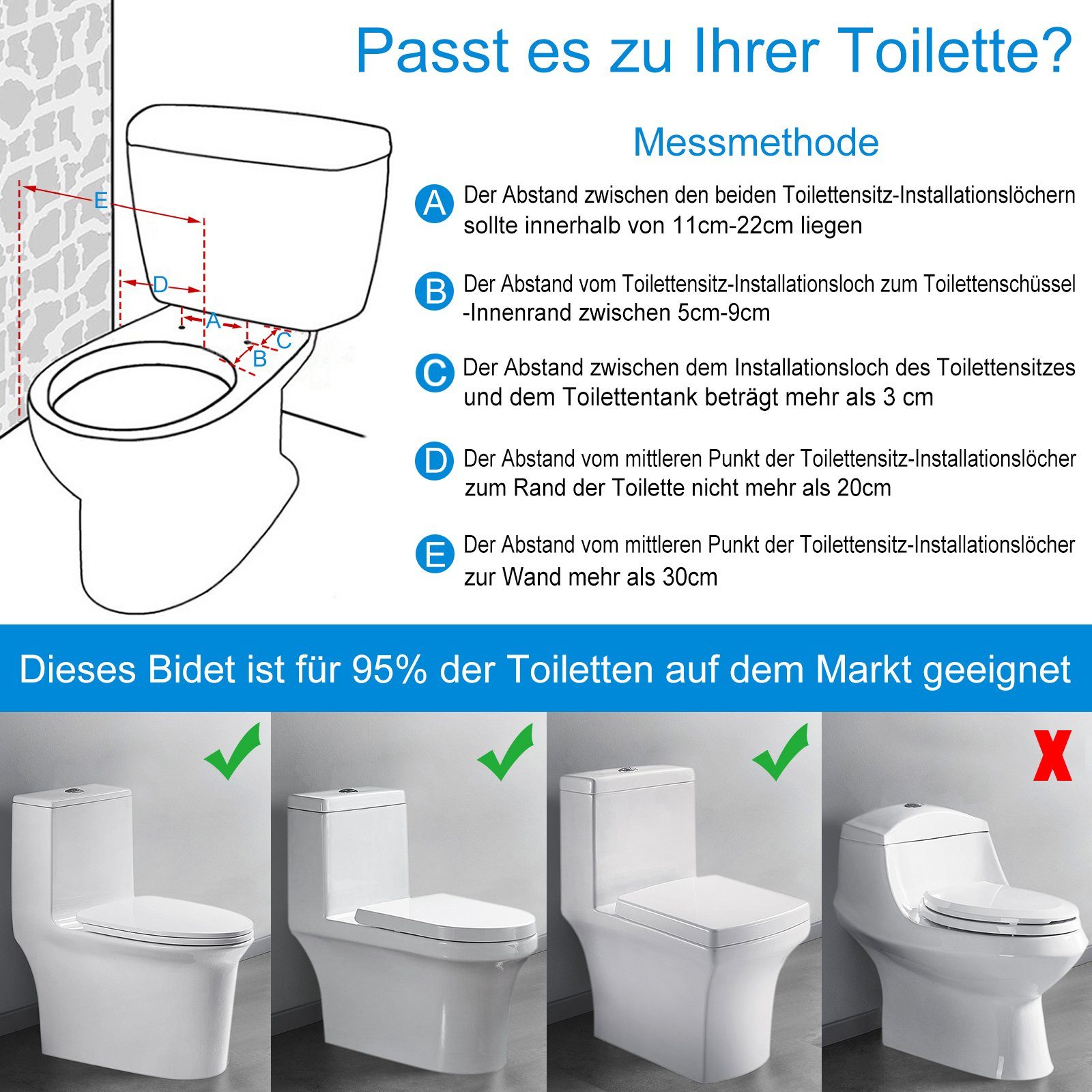 Bidet Aufsatz Für Toilette - Mechanisches Kaltwasser Bidet 7/8 Zoll Ohne Strom