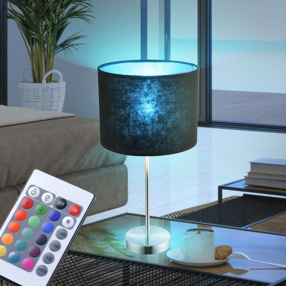 etc-shop LED Tischleuchte, Leuchtmittel inklusive, Warmweiß, Farbwechsel, Tisch Leuchte Esszimmer Beistell Lese Lampe Schalter Textil