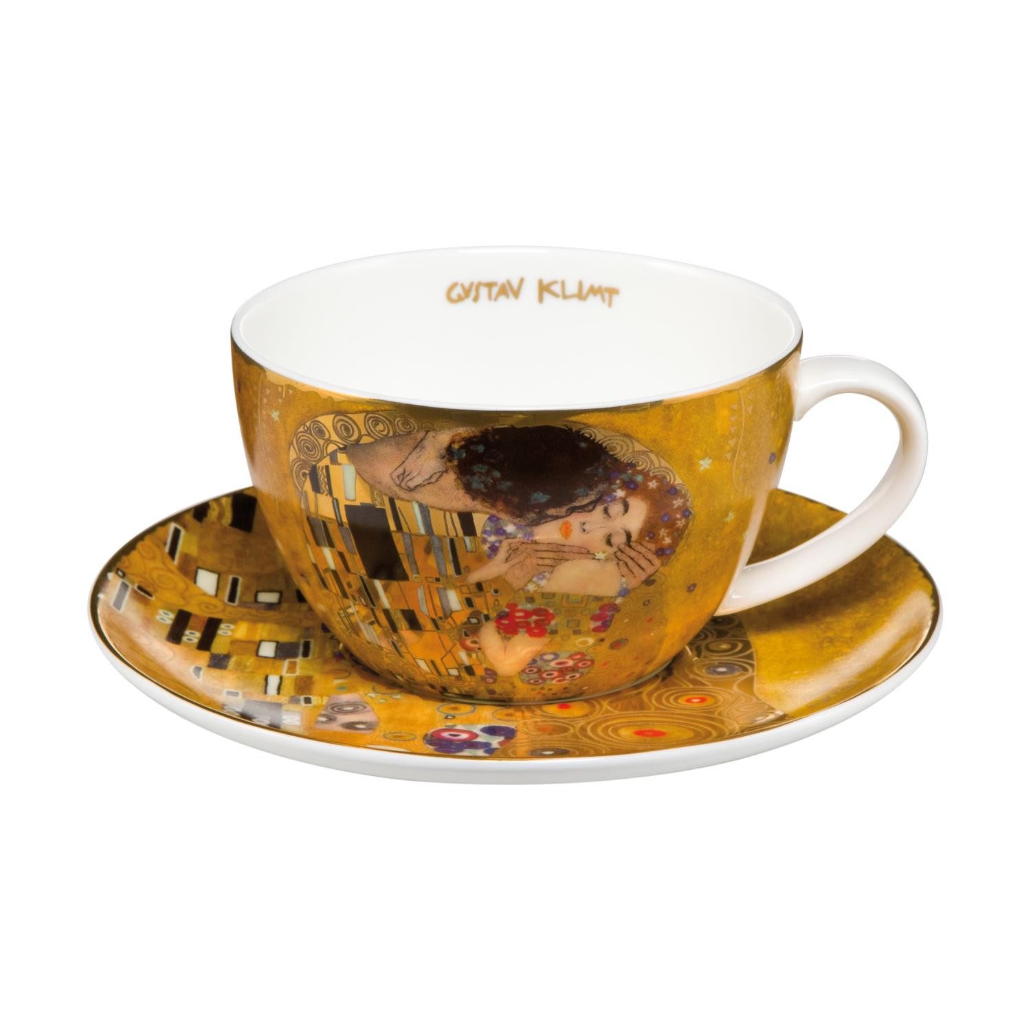 Goebel Untertasse Gustav Klimt, Spülmaschinengeeignet, Mehrfarbig, Motiv: Der Kuss