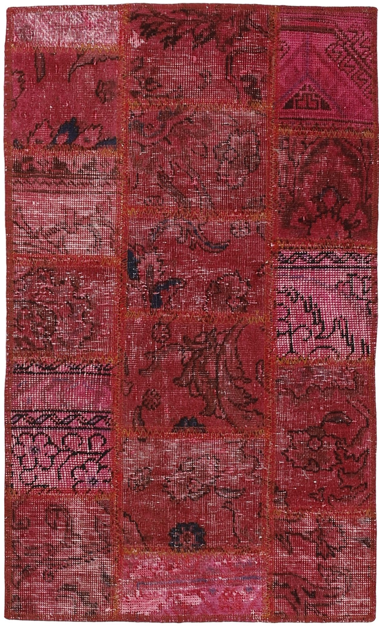 Wohnando Teppich MY-RUG Vintage Patch Work Floral & Ornamentiert 90x60cm, Rechteckig, Höhe: 10 mm, Handgeknüpfter Teppich,Handgesponnene Wolle, mit Naturfarben gegärbt