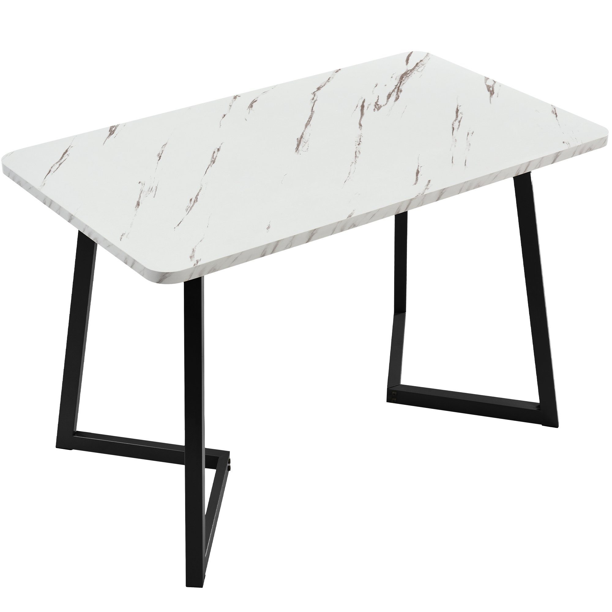 Esstisch (117x68x75 cm, nur Tisch), rechteckig Küchentisch Esszimmertisch, Marmoroptik, Metallbeine