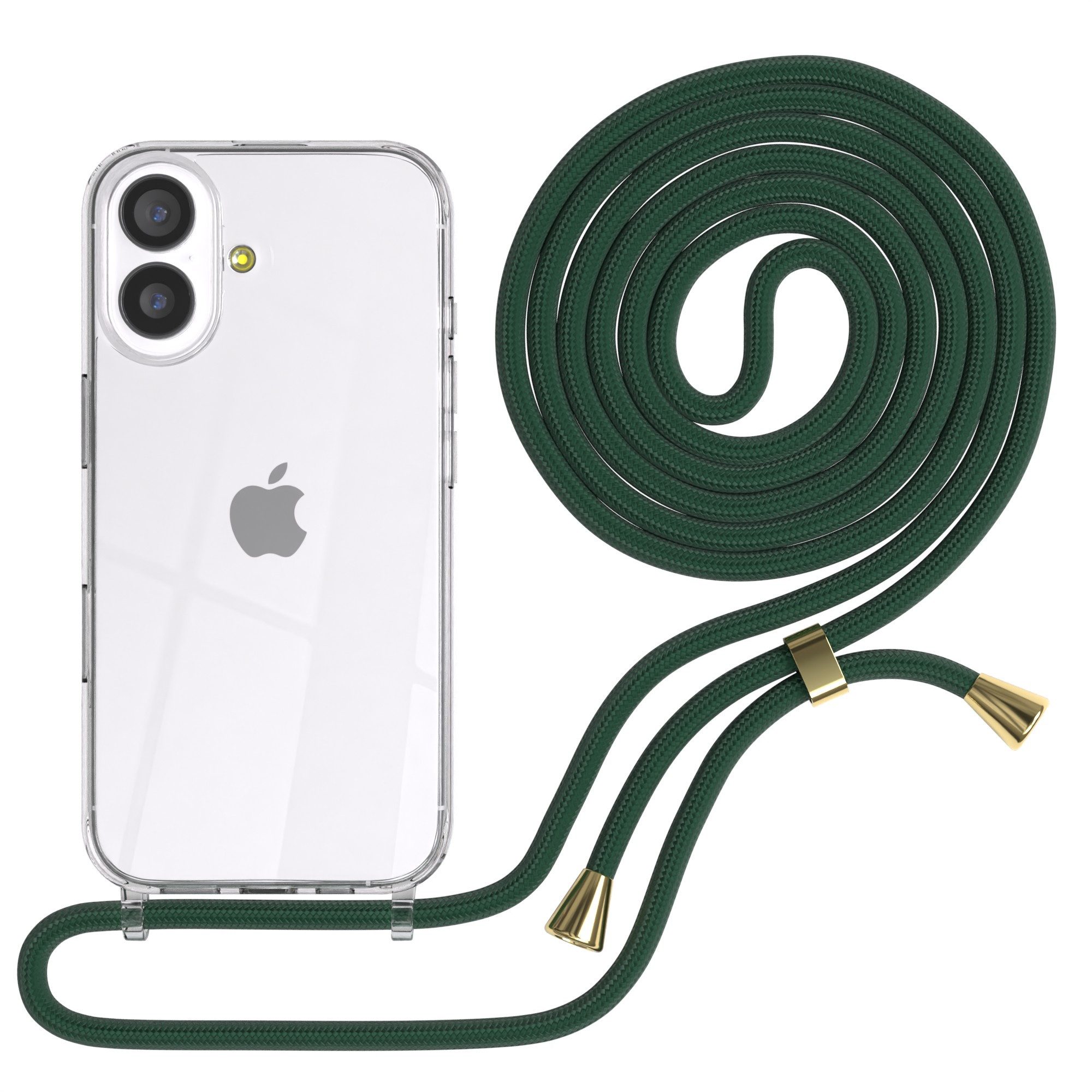 EAZY CASE Handykette Hülle mit Kette für Apple iPhone 17 6,3 Zoll, Kettenhülle zum Umhängen Tasche Handykordel Slimcover Grün