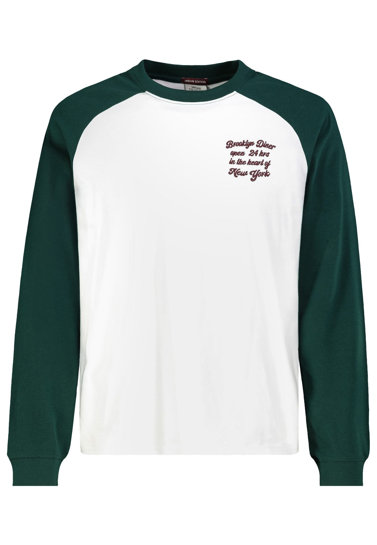 Eight2Nine Longsleeve Herren Longsleeve Raglan Raglanärmel, Relaxed Fit, Bruststickerei