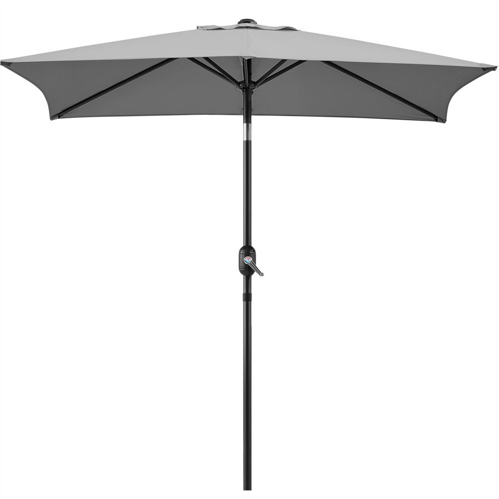 Yaheetech Sonnenschirm Rechteckiger Terrassenschirm mit Kurbel & 6 Metallstreben, LxB: 196,5x147 cm, Gartenschirm 196,5 cm L × 147 cm B × 227 cm H