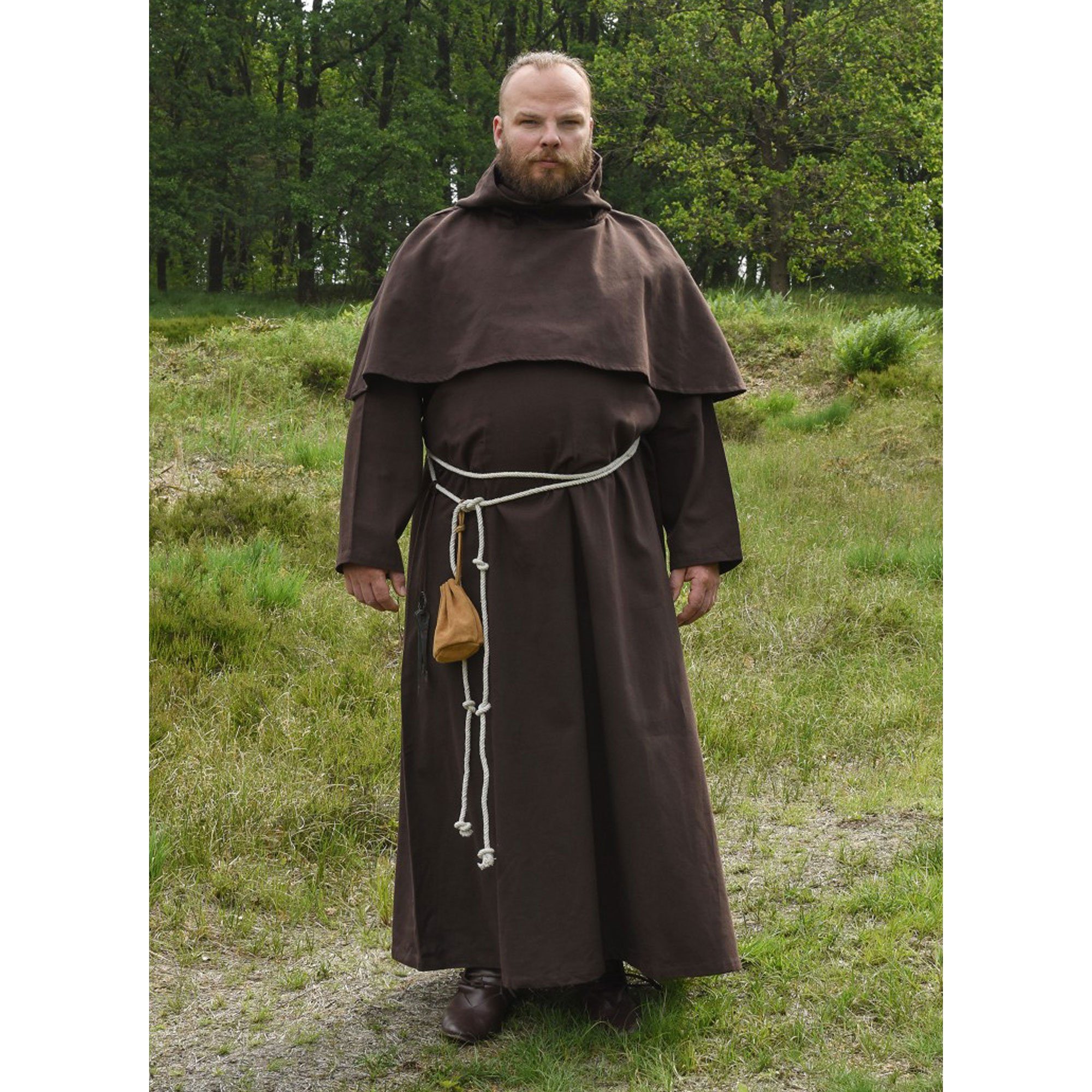 Battle Merchant Wikinger-Kostüm Mönchskutte Benedikt aus Baumwolle, braun