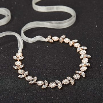 Silberstern Diadem Kristall-Haarschmuck und mit Perlenblüten verziertes Stirnband, Geeignet für Bräute, Brautjungfern, Blumenmädchen