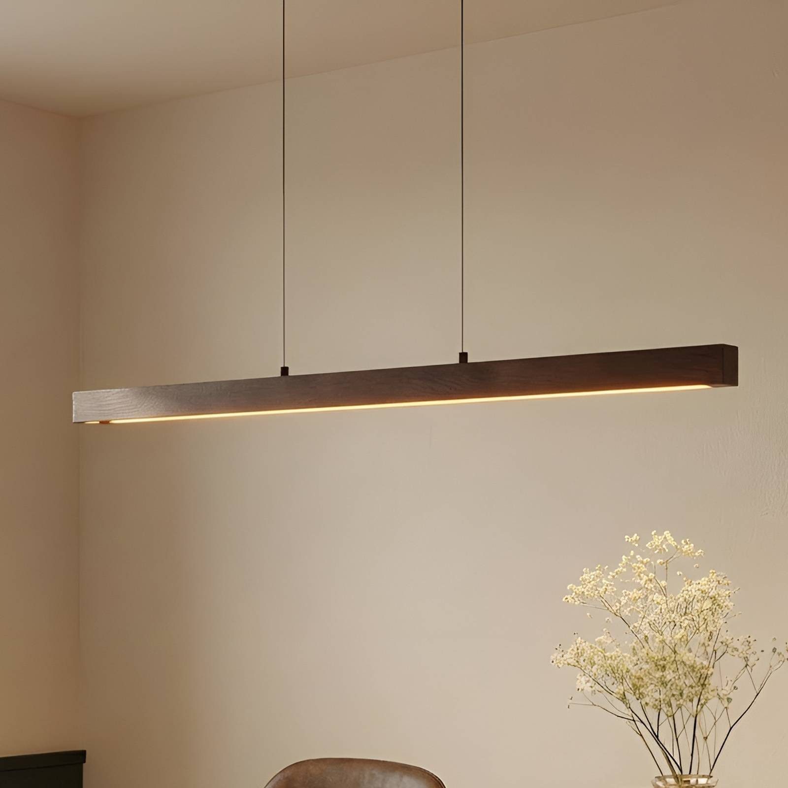 Lucande Hängeleuchte Nihalo, LED, Holz Farbwechsel warmweiß / tageslicht IP20, LED 18 W gesamt, Farbwechsel warmweiß / tageslicht