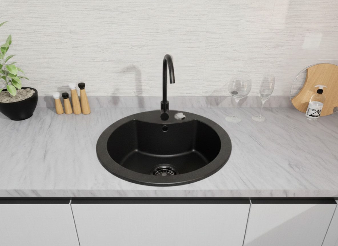 Faizee Möbel Granitspüle Faizee Möbel Granitspüle Granit Spüle Einbauspüle rund Spülbecken, Rund