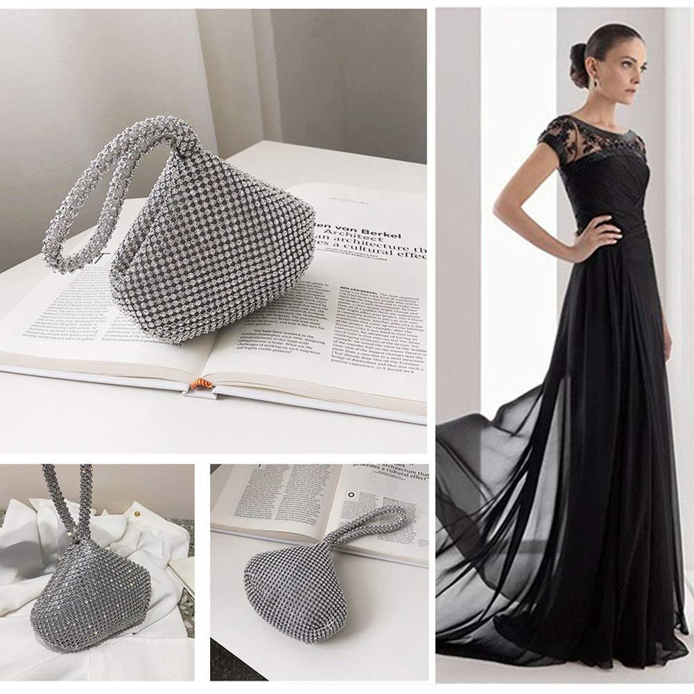 nsihing Clutch Damen Strass Clutch Abendtaschen Sparkly Glitter Triangle Geldbörse, für Party Abschlussball Hochzeit – Bild 5 von 5