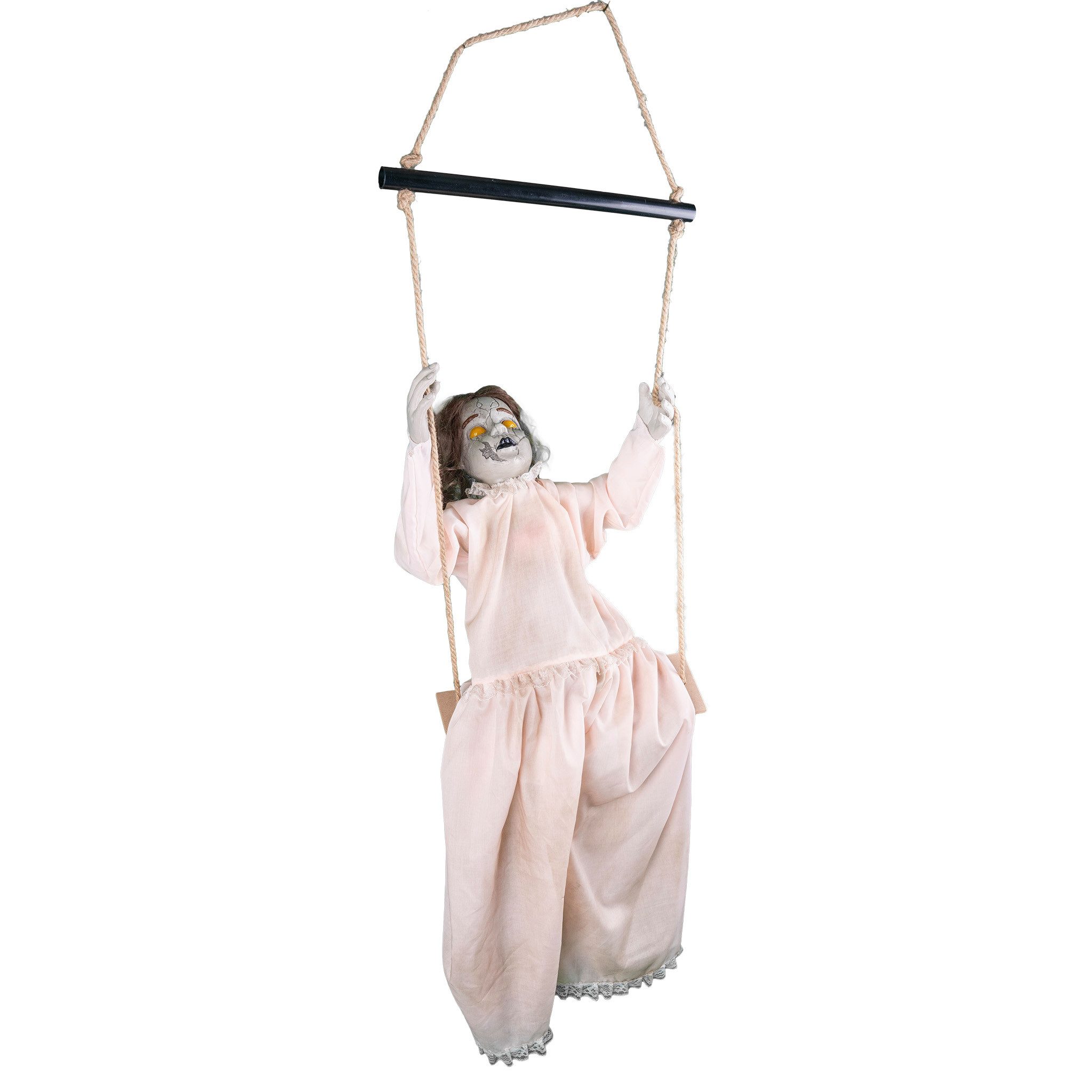Funny Fashion Dekoobjekt Mädchen 'Scarlett auf schwingender Schaukel 62,5 c