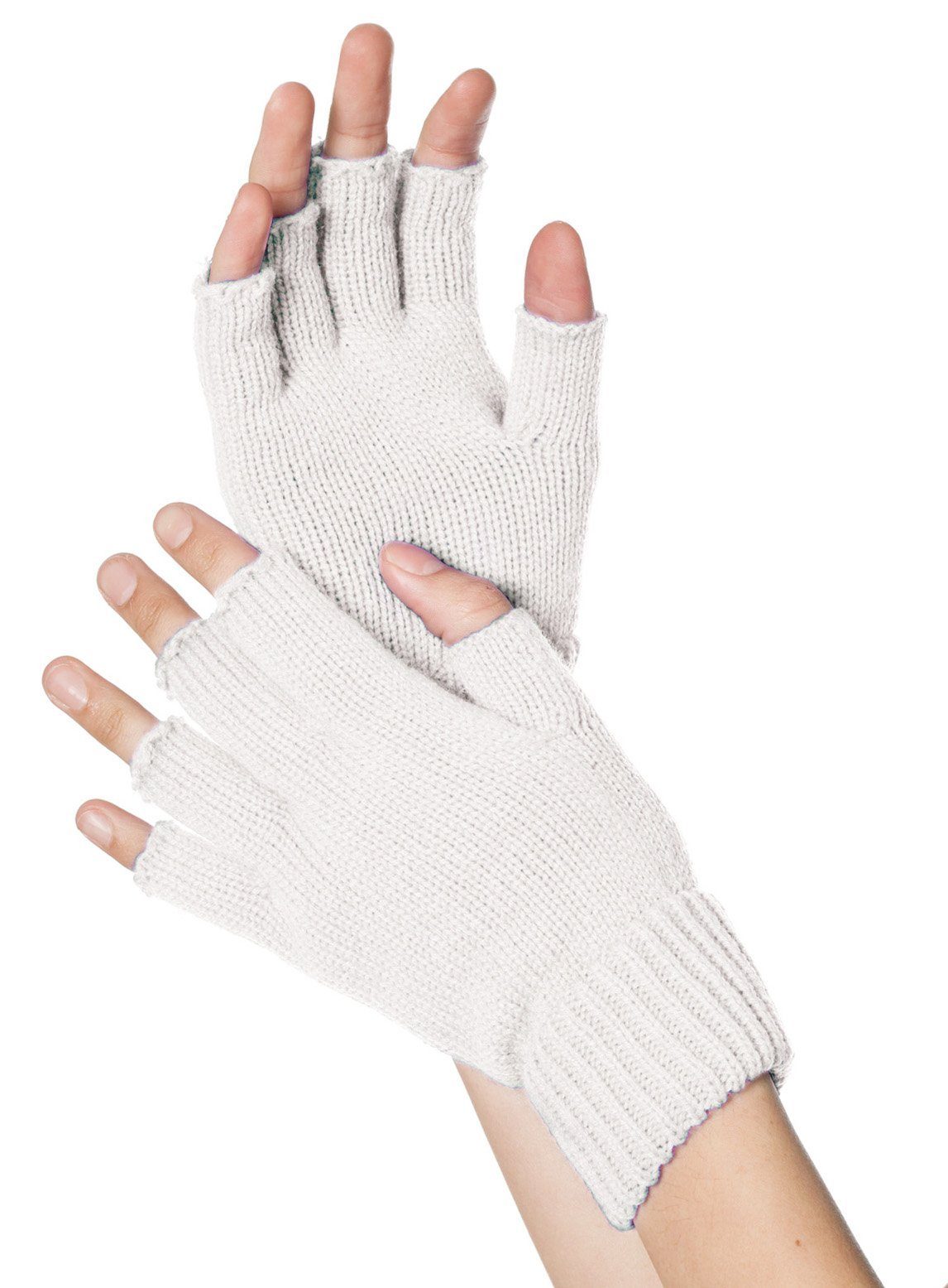 Kostüm Fingerlose Strickhandschuhe weiß