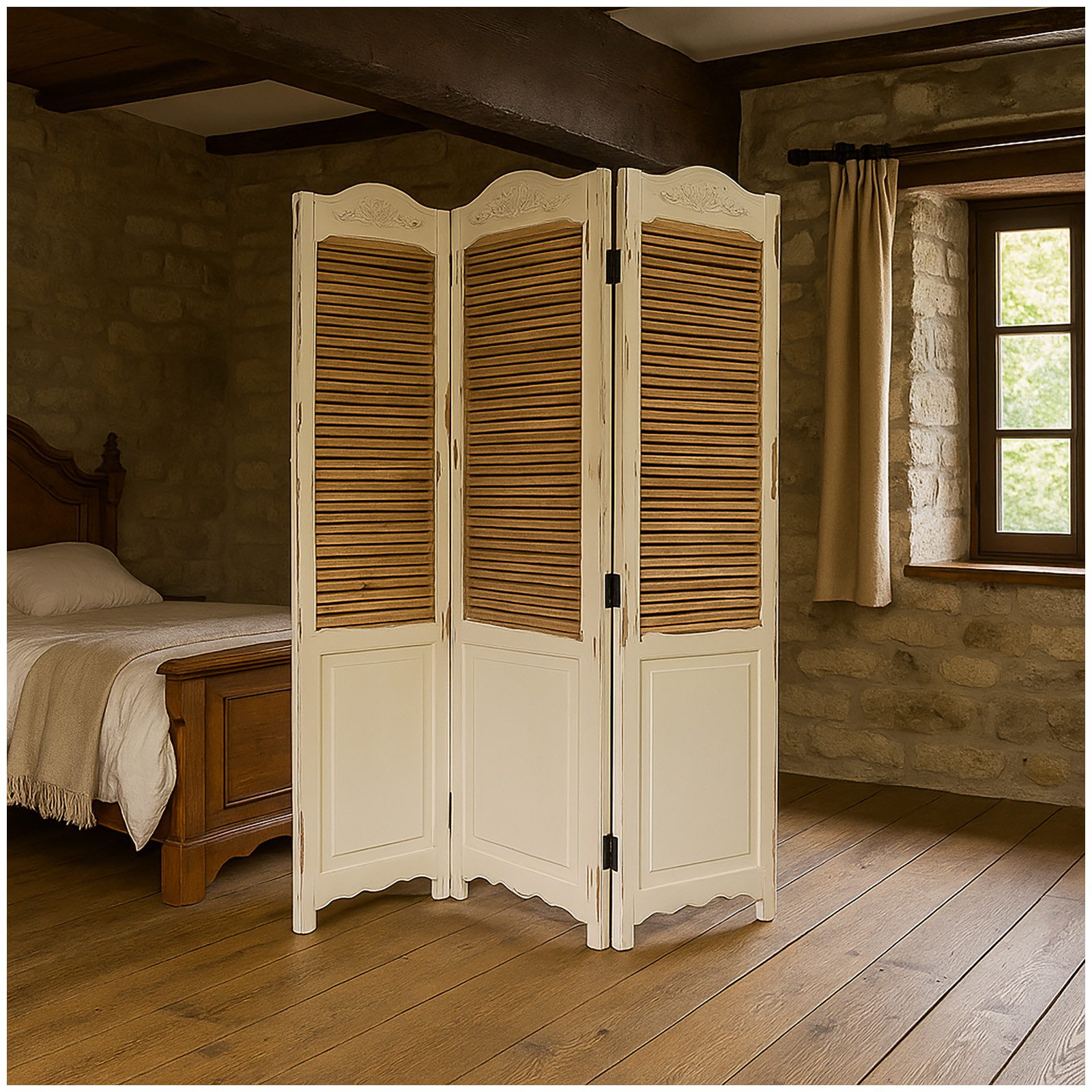 Paravent Paravent 3-teilig im Shabby Chic