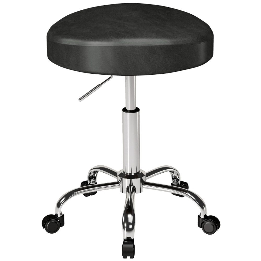 OKWISH Drehhocker Rollhocker PU Leder höhenverstellbar mit gepolsterter Sitzfläche (1 St., Arbeitshocker mit weicher Polsterung und moderner Gestaltung), Salonhocker drehbar mit Rollen für Studio Büro und Zuhause
