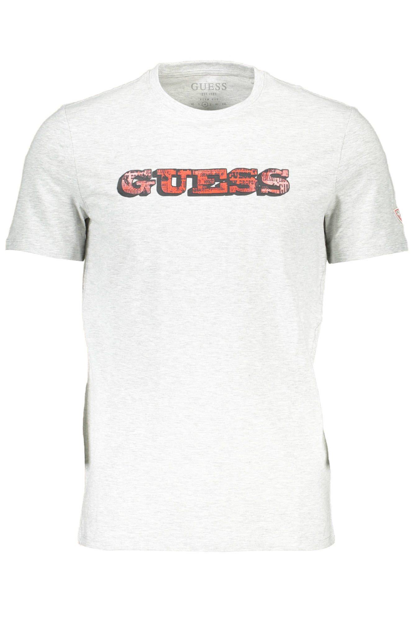 GUESS JEANS T-Shirt Herren Kurzarm T-Shirt in Grau mit Logo-Druck und