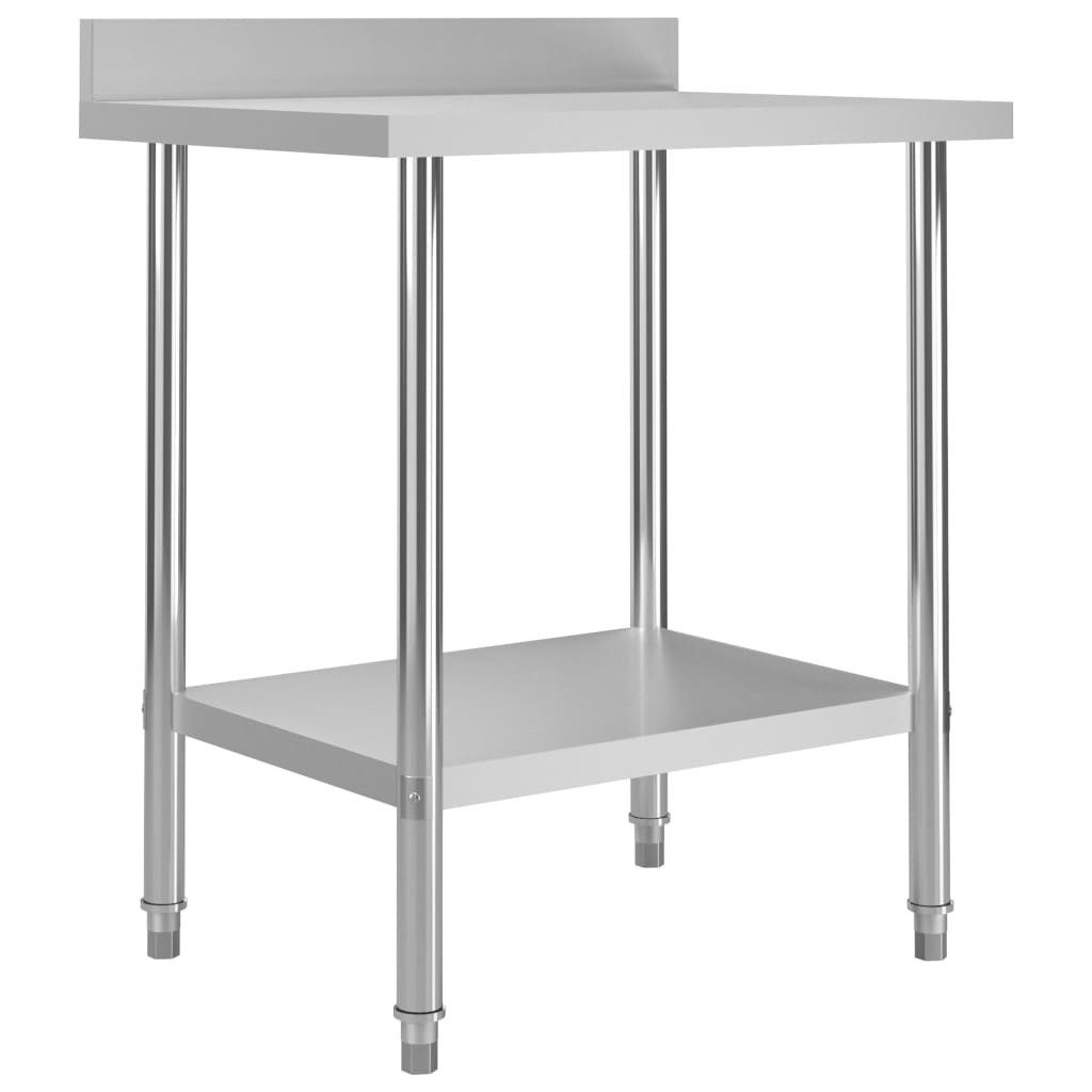 vidaXL Arbeitstisch Küchen-Arbeitstisch mit Aufkantung 80 x 60 x 93 cm Edelstahl (1-St)