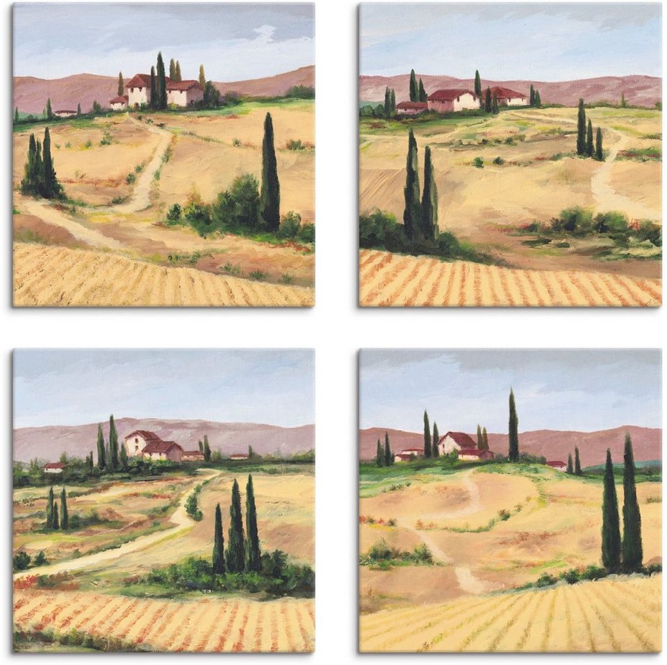 Artland Leinwandbild Die toskanische Landschaften, Europa (4 St), 4er Set,  verschiedene Größen
