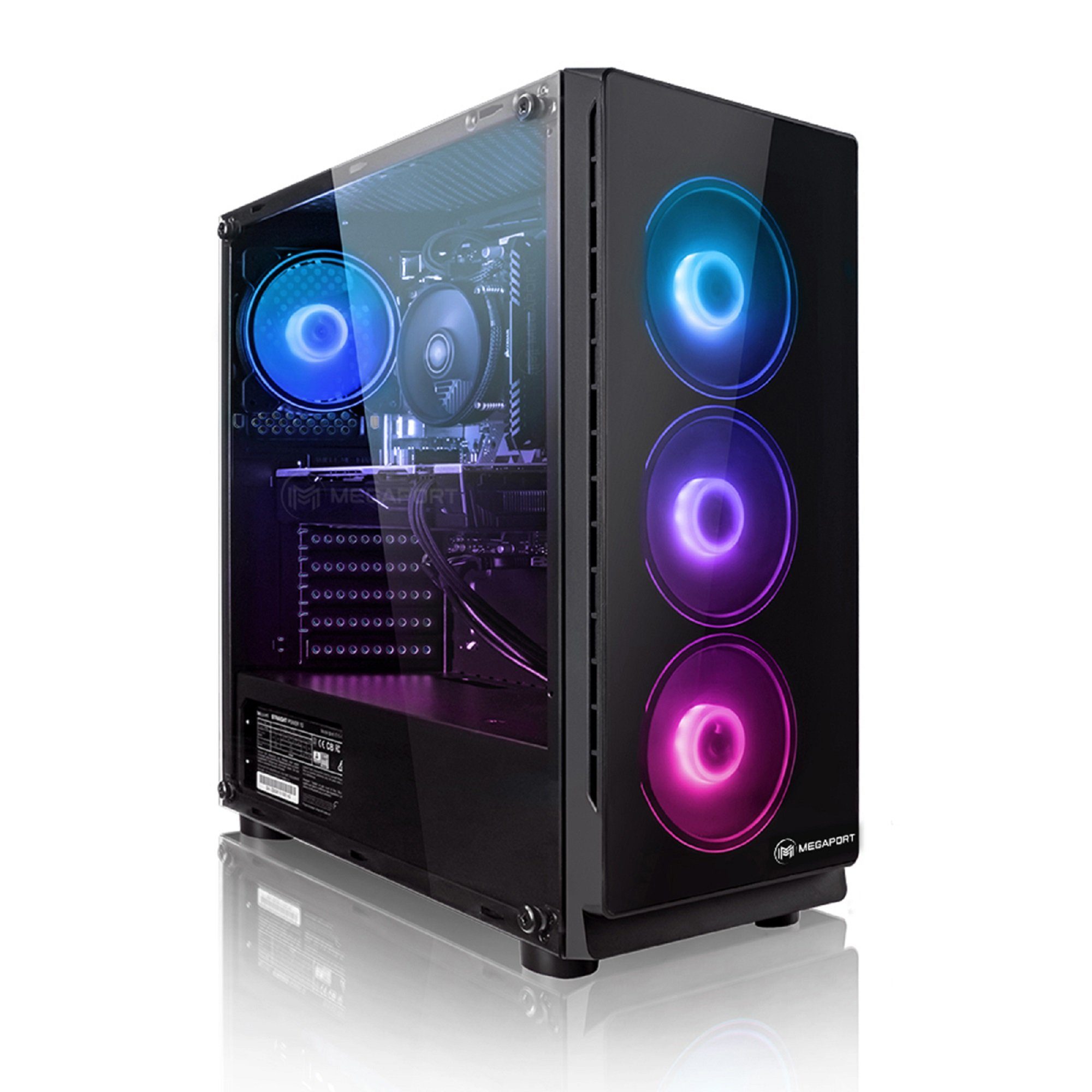 Megaport Gaming-PC (AMD Ryzen 5 7500F 6x3.7 GHz 7500F, Radeon RX6600 8GB, 32 GB RAM, 500 GB SSD, Luftkühlung, OHNE Betriebssystem)