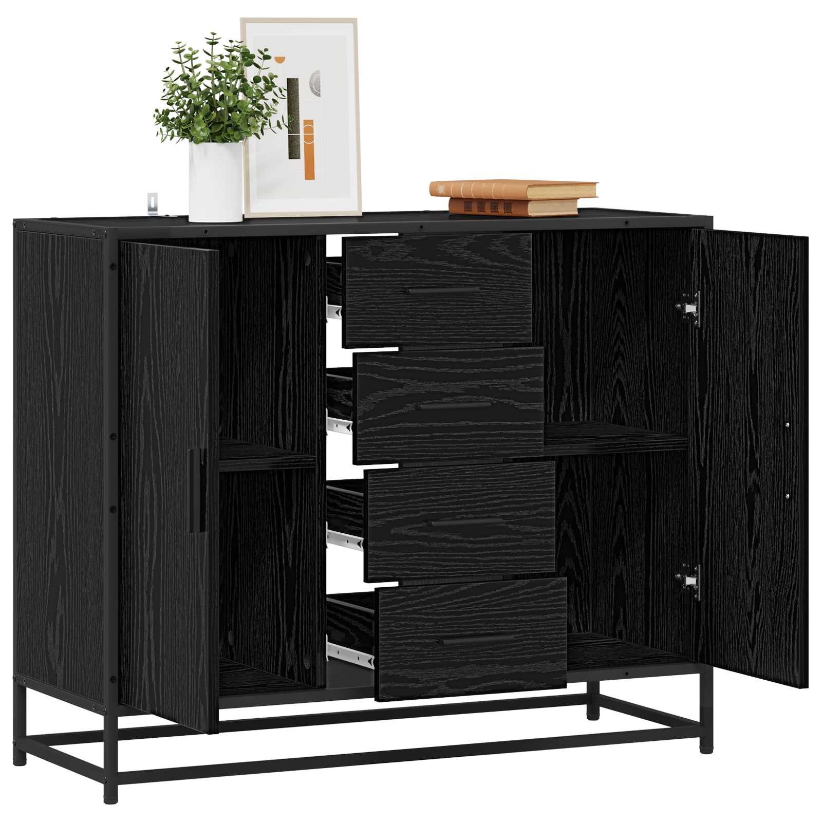 vidaXL Sideboard Sideboard Schwarz Eichen-Optik 92 x 35 x 76 cm Holzwerkstoff (1 St)