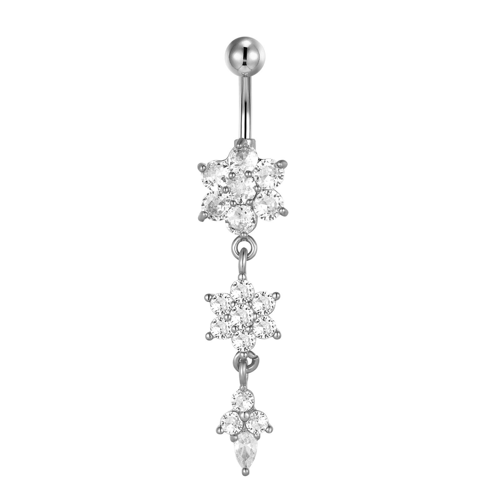 Karisma Schmuck Bauchnabelpiercing Edelstahl Bananabell Anhänger Vergoldet Weiss Zirkonia HB437, Frauenschmuck