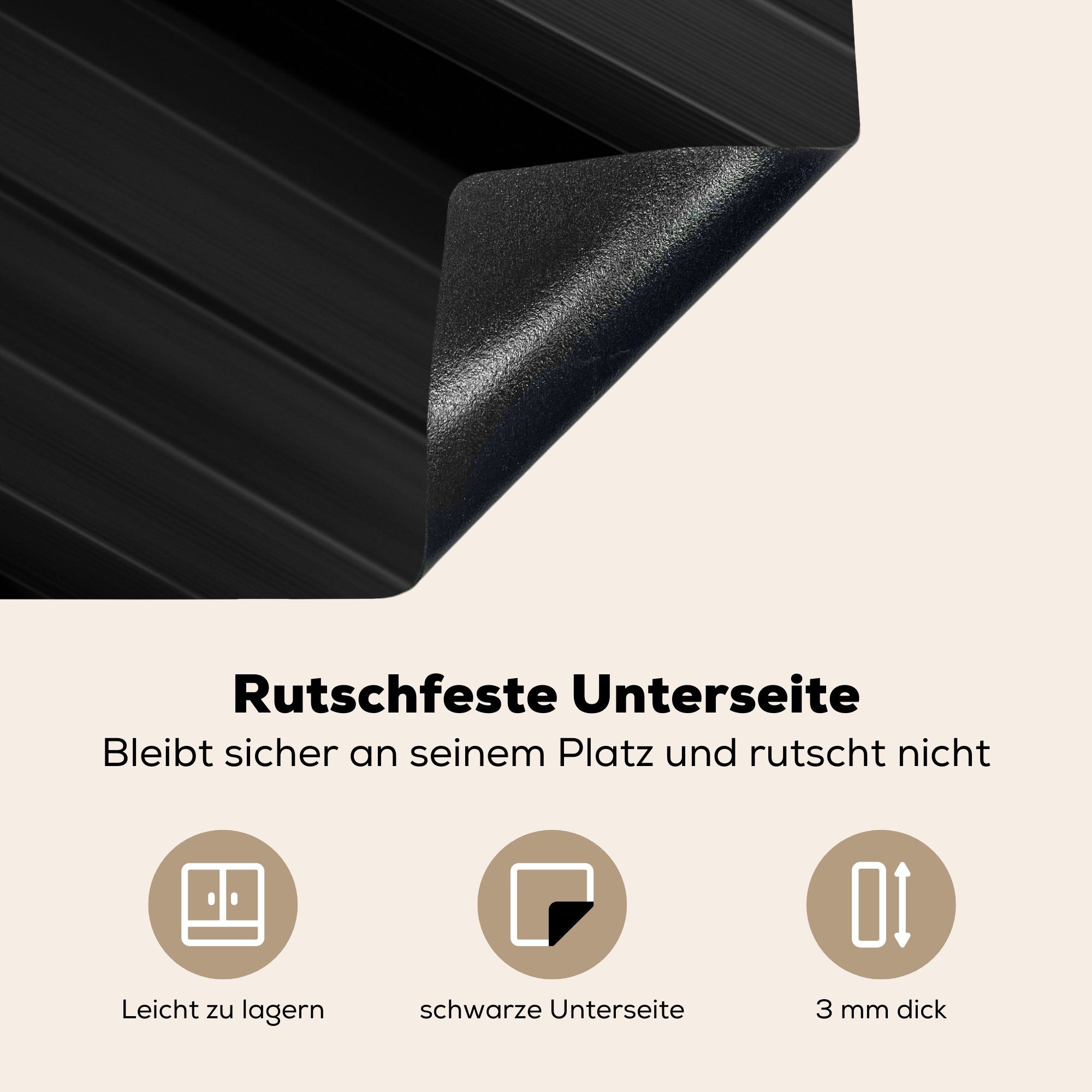 Vinyl, Schutz (1 Textur, Herdblende-/Abdeckplatte Grau - - für Induktionskochfeld Schwarz küche, Ceranfeldabdeckung die tlg), cm, 81x52 MuchoWow Design -