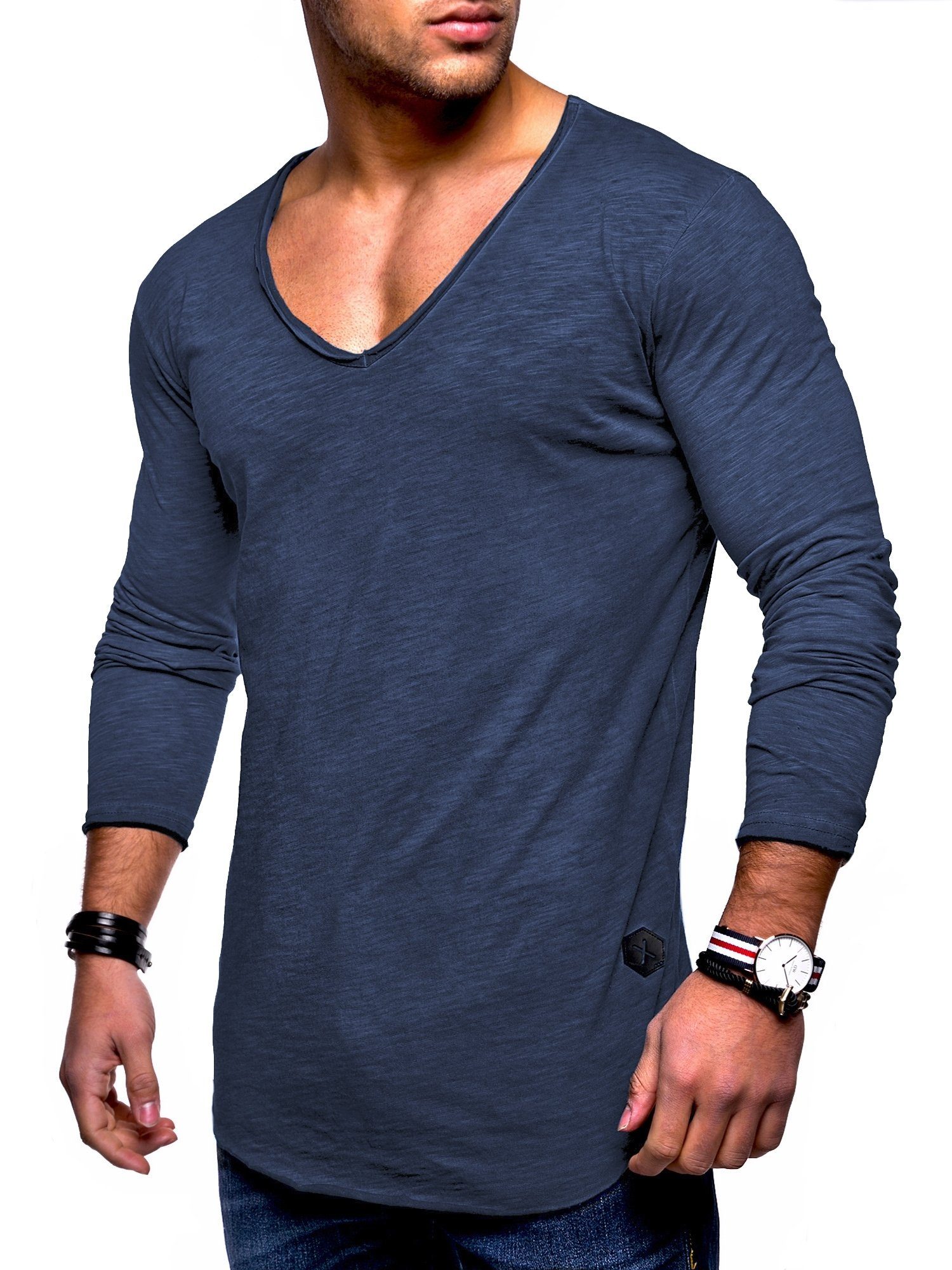 behype Langarmshirt NUKE L/S mit V-Ausschnitt