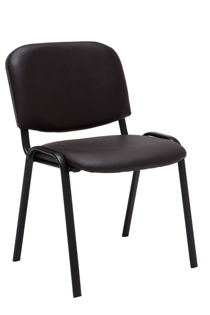 TPFLiving Besucherstuhl Keen mit hochwertiger Polsterung - Konferenzstuhl (Besprechungsstuhl - Warteraumstuhl - Messestuhl), Gestell: Metall matt schwarz - Sitzfläche: Kunstleder braun