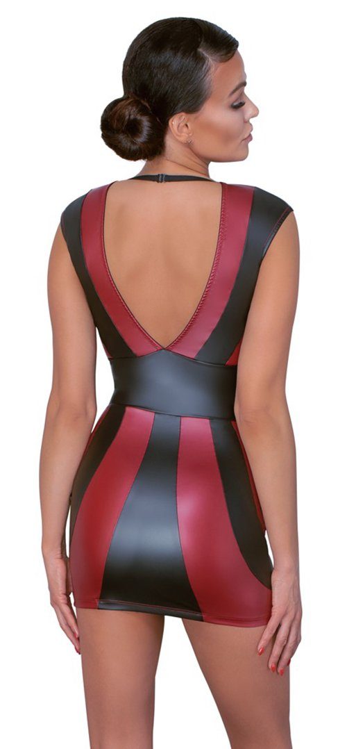 Cottelli Collection Minikleid Wetlook Kleid - schwarz, rot (1-tlg) Tiefer Ausschnitt vorne und hinten – Bild 4 von 5