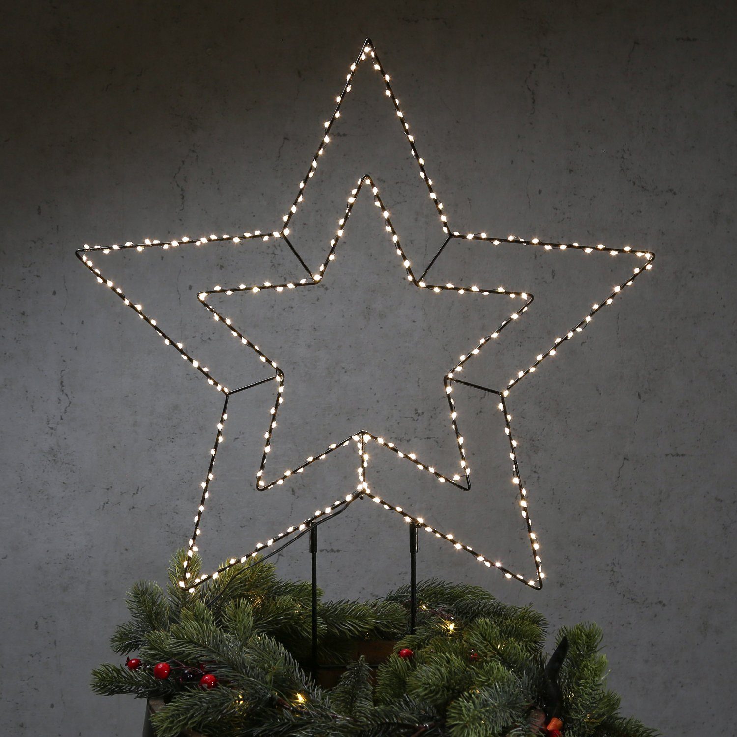 MARELIDA LED-Stern für bis LED Classic, warmweiß LED 58cm Gartendeko, außen Weihnachtsdeko (2100K Gartenstecker 3000K) 275LED Stern