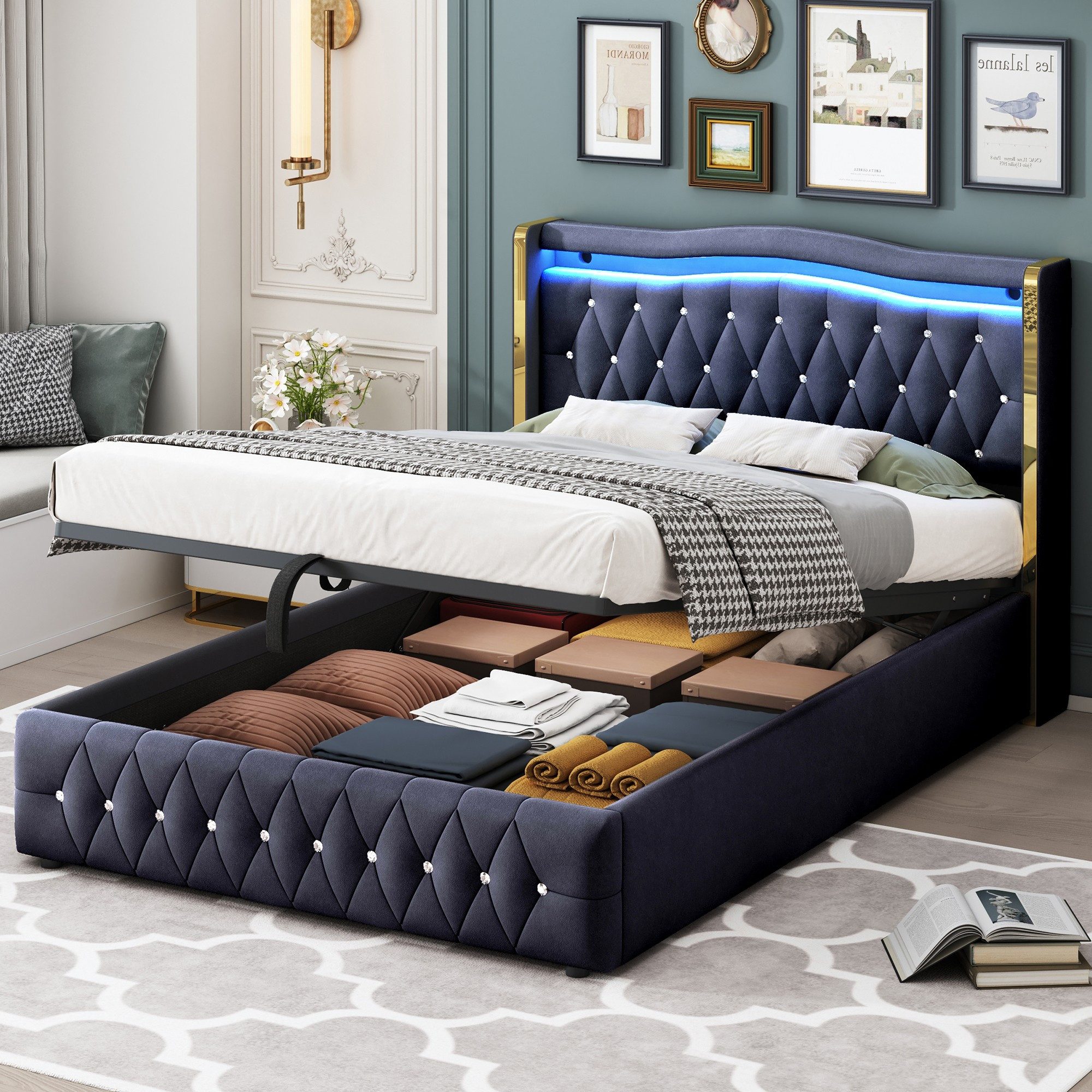 BlingBin Polsterbett Doppelbett Hydraulikbett (1er Set, günstig online kaufen