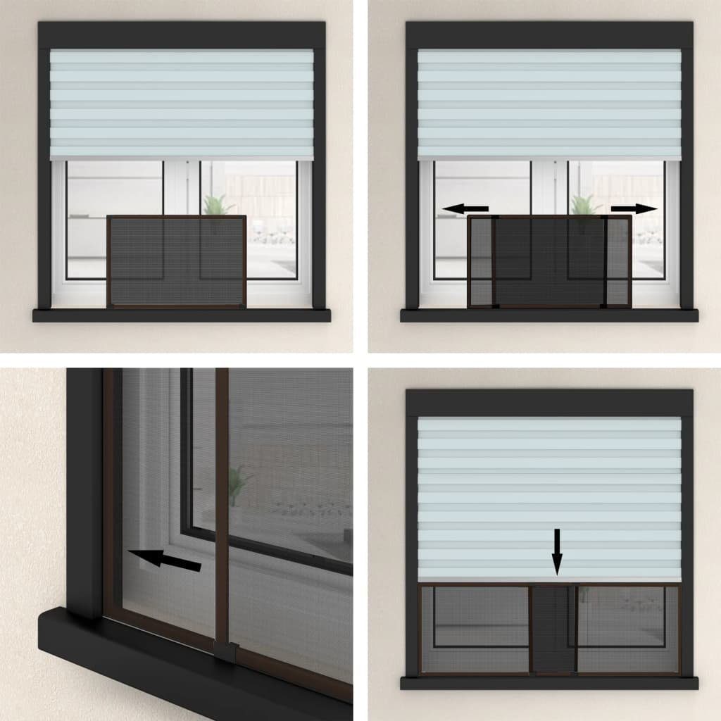 vidaXL Insektenschutz-Fensterrahmen Braun Ausziehbarer cm Fenster für Fliegengitt Insektenschutz 75-143x50