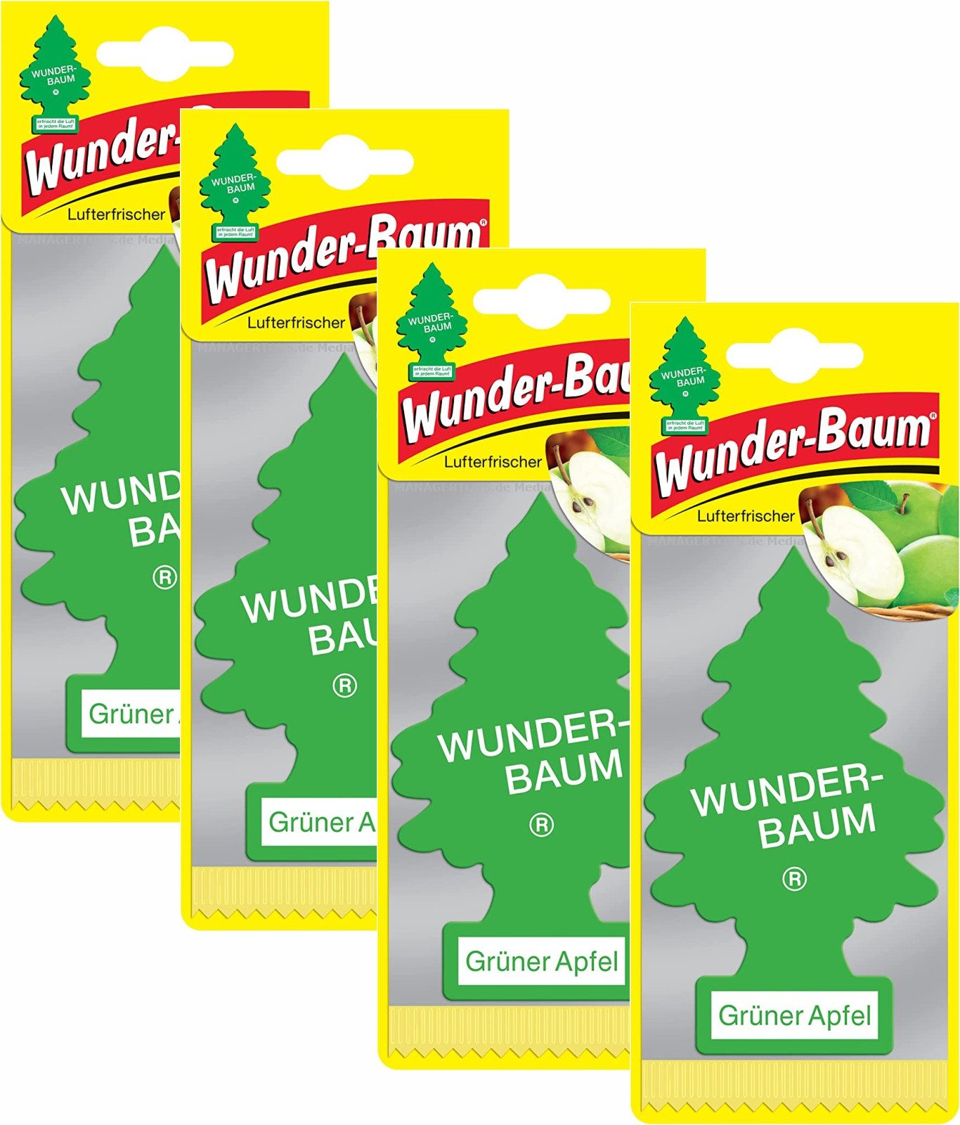 Raumduft Green Apple Duftbaum 4 x Wunderbaum Lufterfrischer Vier Apfel