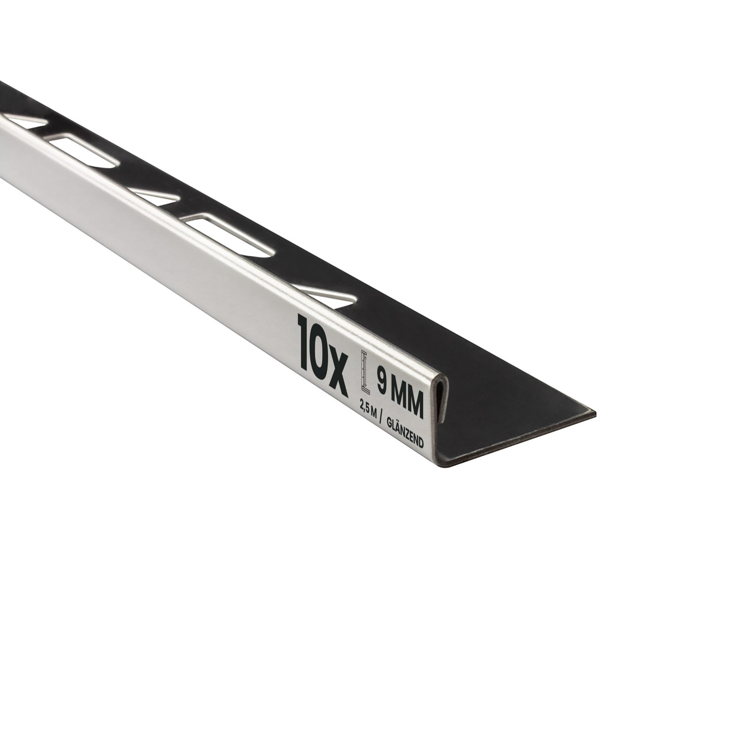 tktrading24 Abschlussprofil 10x L-Profil Fliesenprofil, Edelstahl, 250 cm, 9 mm, Glänzend (Set, 10er)