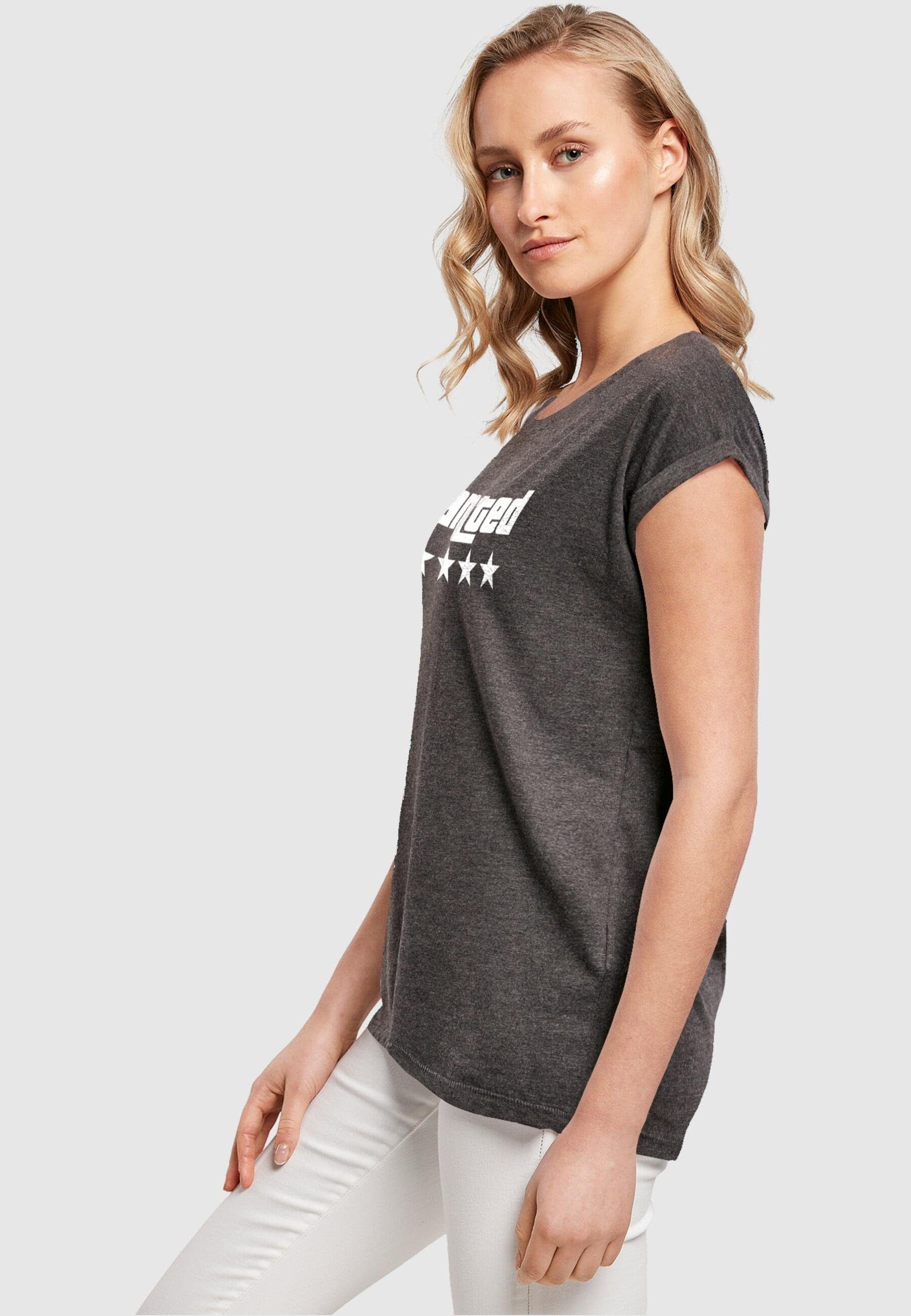 (1-tlg) charcoal Merchcode Shoulder T-Shirt Damen Tee Wanted Extended Laides