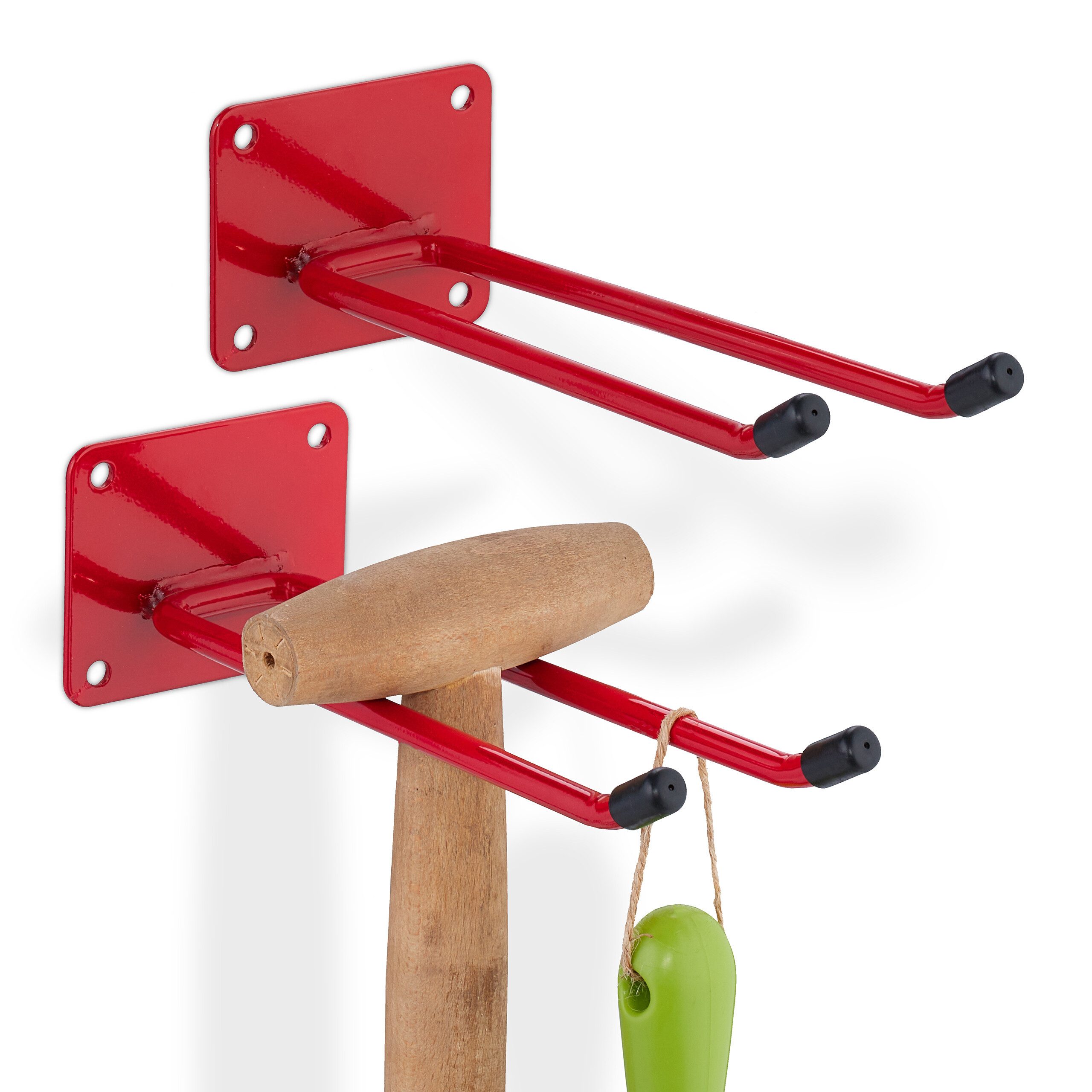 Gartengerätehalter 2x Roter Gerätehalter aus Stahl