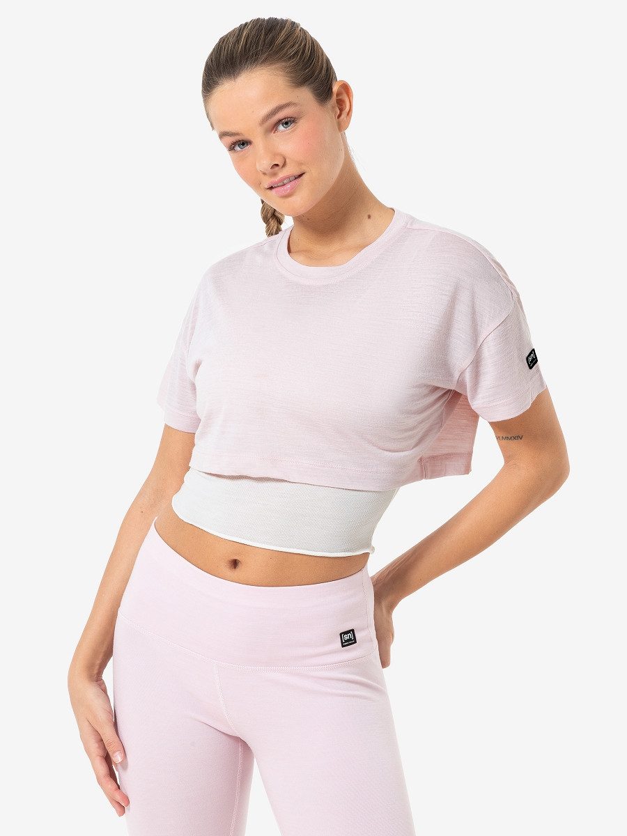 SUPER.NATURAL T-Shirt für Damen, Merino CROP TEE sportlich, Sommer