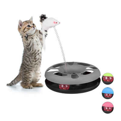 relaxdays Katzenspielrad »1 x Katzenspielzeug mit Maus grau«, Kunststoff