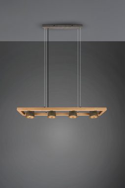 TRIO Leuchten Pendelleuchte Bell, Leuchtmittel wechselbar, ohne Leuchtmittel, Warmweiß, aus Holz mit Schirmen in Glocken-Design / Schirme nickel antik Optik