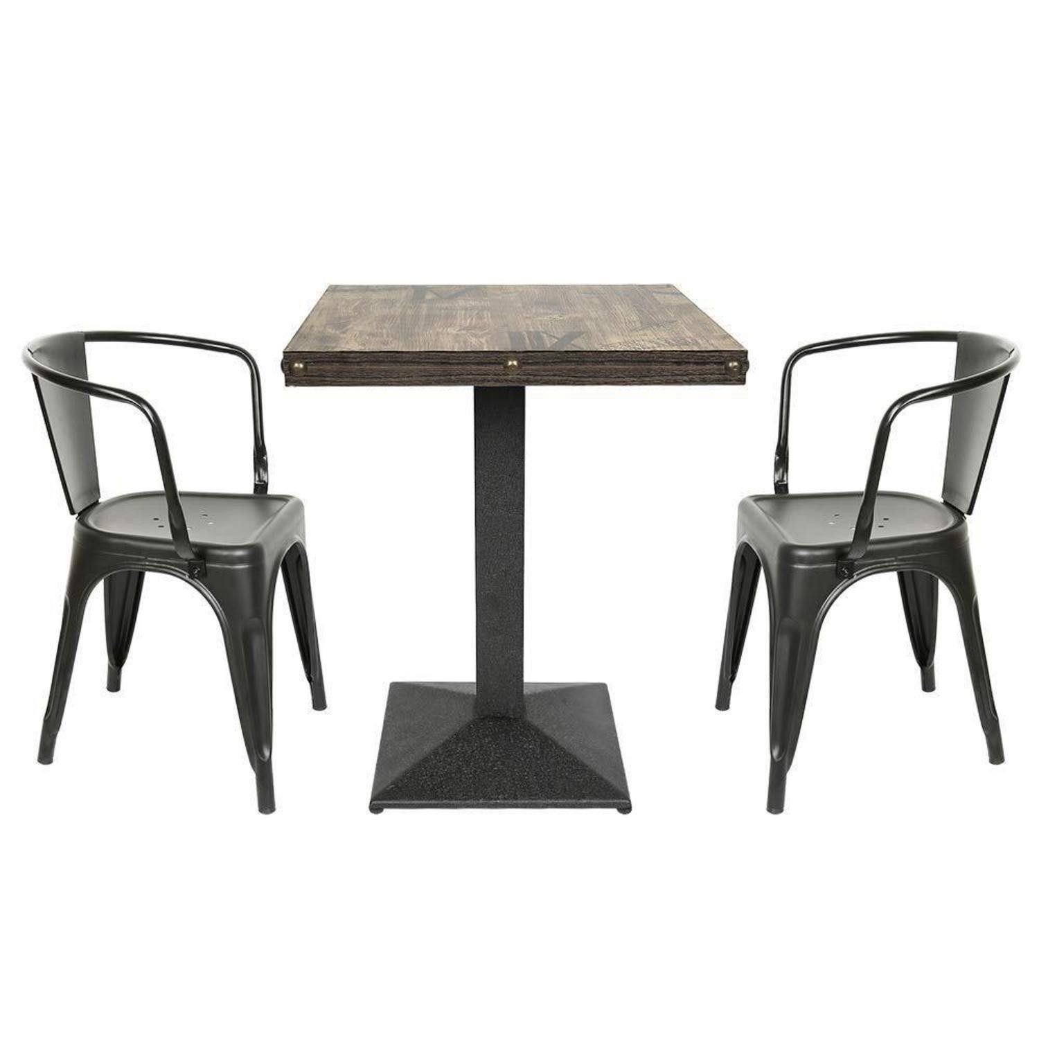 LuxusKollektion Bartisch Bartisch quadratisch 60x60 cm Retro Metall Holz (1-St)