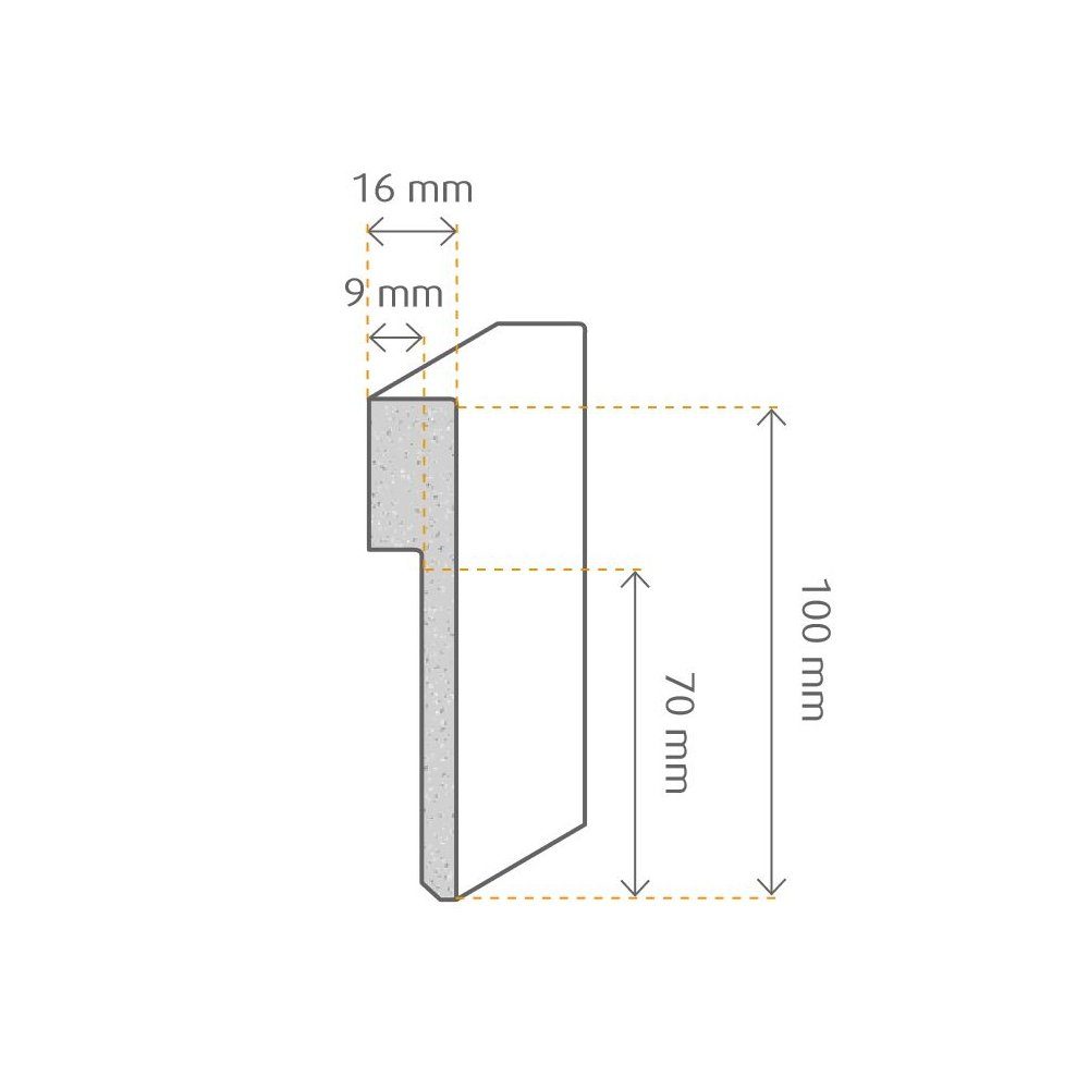 Kosche Sockelleiste MDF Foliert, 16 x 100 x 2500 mm, Weiß, Fußleiste